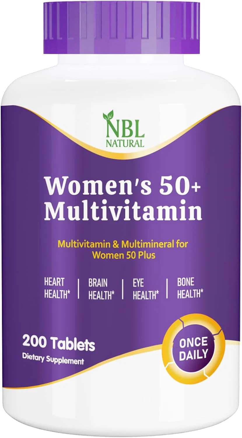 مولتی ویتامین طبیعی بانوان NBL برای زنان بالای 50 سال، مکمل مولتی ویتامین و مواد معدنی با ویتامین D3، ویتامین های B، پشتیبانی از حافظه و شناخت در بزرگسالان مسن تر - یک بار در روز، 200 قرص