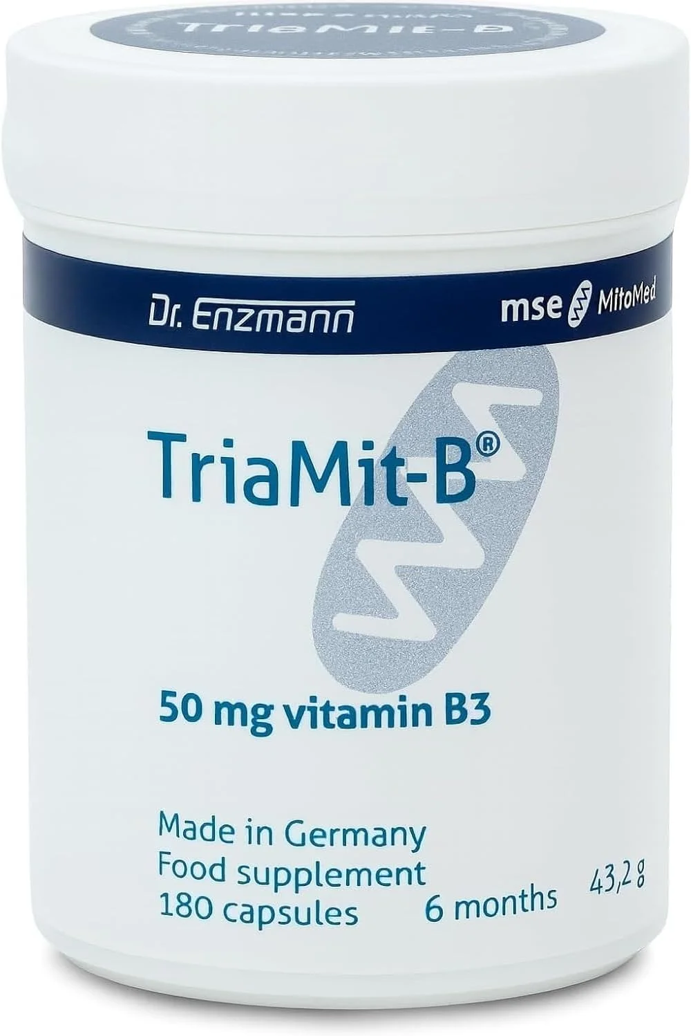 mse Pharmazeutika GmbH TriaMit-B® نیاسینامید ویتامین B3 50 میلی گرم - 180 کپسول برای 5 ماه - مکمل غذایی - بدون گرگرفتگی و قرمزی - برای سلامت پوست، افزایش انرژی و پشتیبانی از متابولیسم - ساخت آلمان