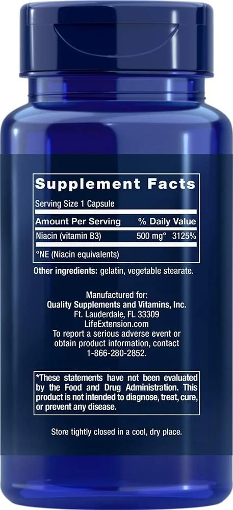 لایف اکستنشن - ویتامین ب3 نیاسین - 500 میلی گرم - 100 کپسول (بسته 3 عددی) لایف اکستنشن - ویتامین ب3 نیاسین - 500 میلی گرم - 100 کپسول (بسته 3 عددی)