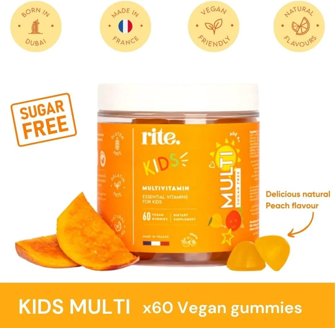 KIDS Sugar-free Vitamin Gummies | High dose of Multivitamins: B-Vitamins C and D, Elderberry extract | Supports child’s growth & immunity | Suitable for Kids (age 4+) | 60 Vegan Gummies | Peach flavor KIDS Sugar-free Vitamin Gummies | High dose of Multivitamins: B-Vitamins C and D, Elderberry extract | Supports child’s growth & immunity | Suitable for Kids (age 4+) | 60 Vegan Gummies | Peach flavor