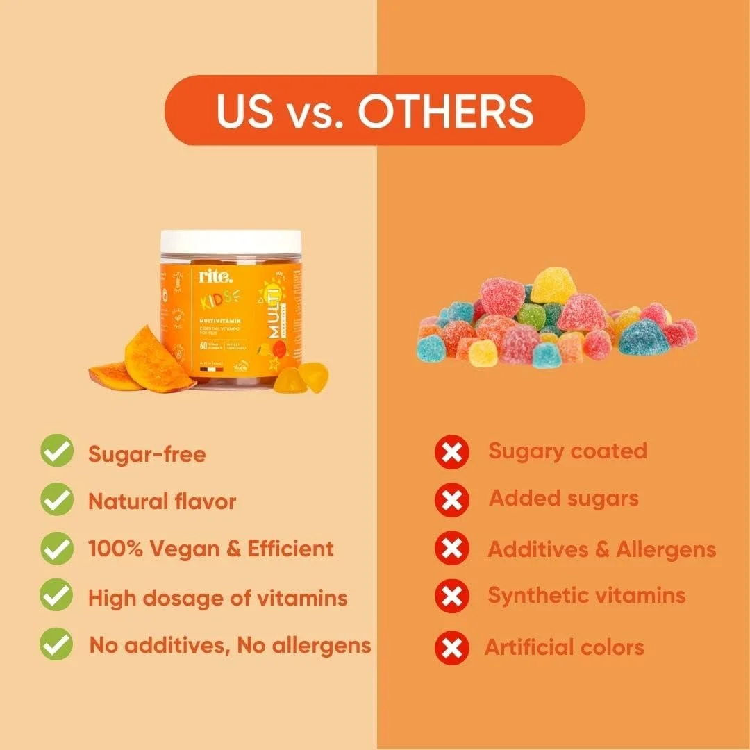 KIDS Sugar-free Vitamin Gummies | High dose of Multivitamins: B-Vitamins C and D, Elderberry extract | Supports child’s growth & immunity | Suitable for Kids (age 4+) | 60 Vegan Gummies | Peach flavor KIDS Sugar-free Vitamin Gummies | High dose of Multivitamins: B-Vitamins C and D, Elderberry extract | Supports child’s growth & immunity | Suitable for Kids (age 4+) | 60 Vegan Gummies | Peach flavor
