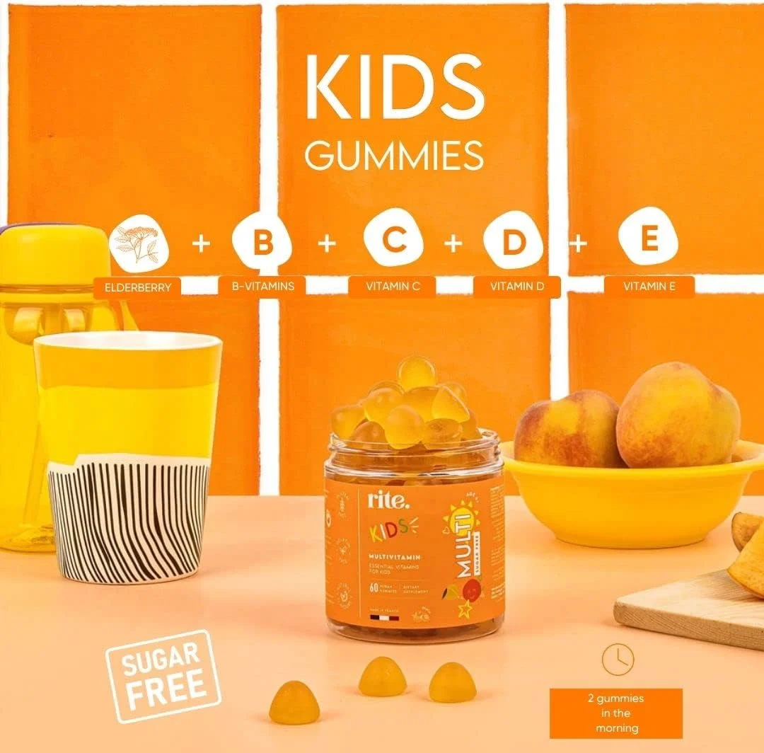KIDS Sugar-free Vitamin Gummies | High dose of Multivitamins: B-Vitamins C and D, Elderberry extract | Supports child’s growth & immunity | Suitable for Kids (age 4+) | 60 Vegan Gummies | Peach flavor KIDS Sugar-free Vitamin Gummies | High dose of Multivitamins: B-Vitamins C and D, Elderberry extract | Supports child’s growth & immunity | Suitable for Kids (age 4+) | 60 Vegan Gummies | Peach flavor