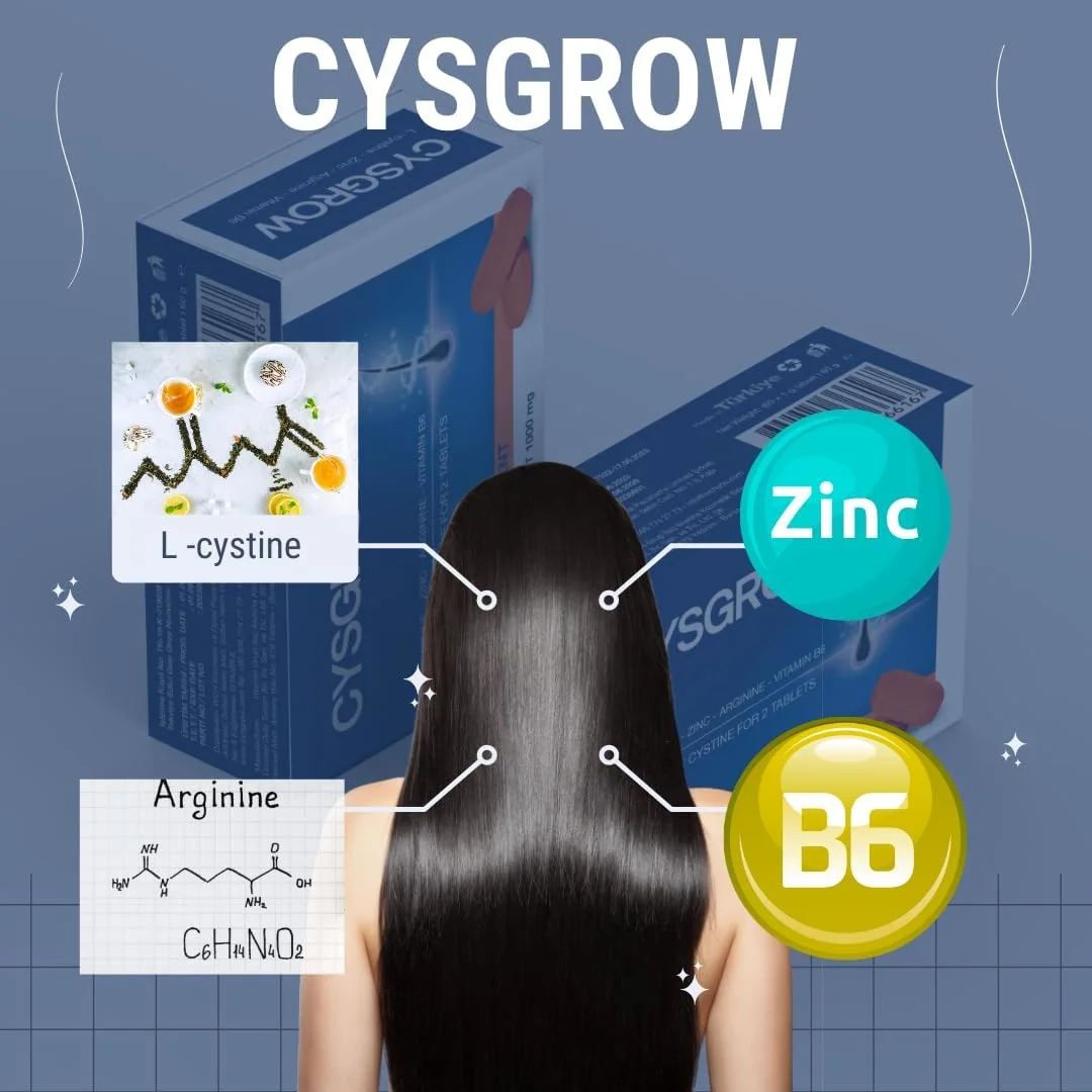 مکمل غذایی ویتامین مو Cysgrow حاوی سیستین، ویتامین B6، آرژنین و روی مکمل غذایی ویتامین مو Cysgrow حاوی سیستین، ویتامین B6، آرژنین و روی