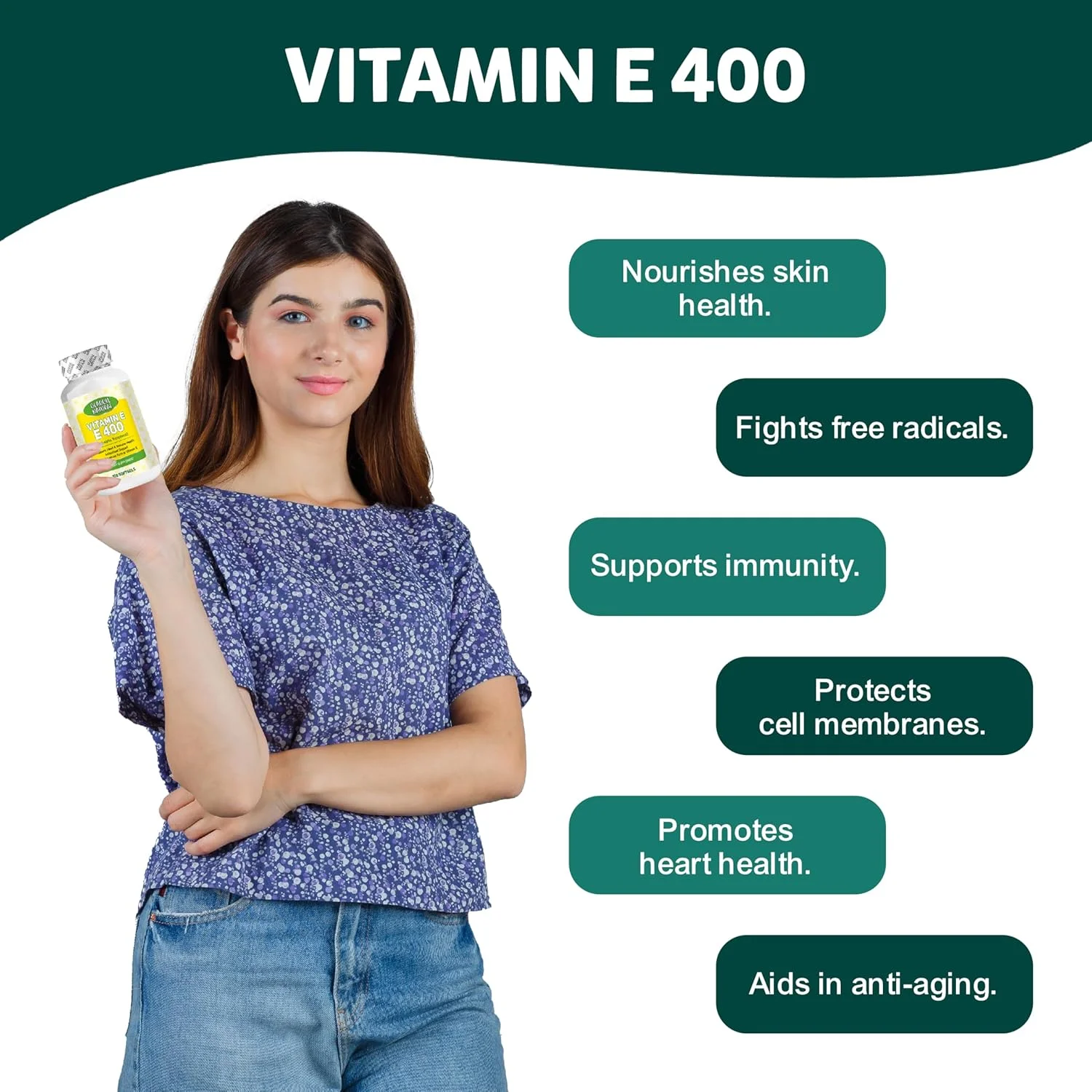 اولادول ویتامین ای طبیعی 400 واحد بین المللی دی-آلفا توکوفرول - 100 سافت ژل | پشتیبانی آنتی اکسیدانی برای پوست، مو و سلامت سیستم ایمنی | مکمل غذایی ضروری با قدرت بالا برای سلامتی کلی