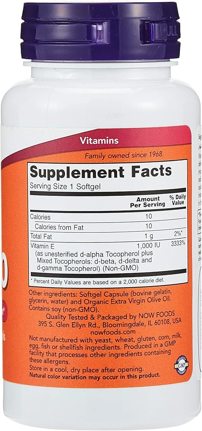 Now Foods ویتامین ای 1000 واحد بین المللی، 50 سافت ژل Now Foods ویتامین ای 1000 واحد بین المللی، 50 سافت ژل