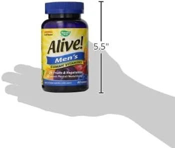 مولتی ویتامین مردانه Nature's Way Alive، 60 پاستیل | پشتیبانی از متابولیسم انرژی و عملکرد عضلات | مخلوط میوه های باغ و سبزیجات - با طعم میوه | 100 میلی گرم در هر وعده 2 پاستیلی مکمل غذایی مولتی ویتامین مردانه Nature's Way Alive، 60 پاستیل | پشتیبانی از متابولیسم انرژی و عملکرد عضلات | مخلوط میوه های باغ و سبزیجات - با طعم میوه | 100 میلی گرم در هر وعده 2 پاستیلی مکمل غذایی