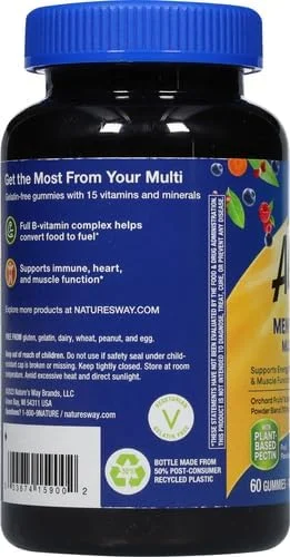 مولتی ویتامین مردانه Nature's Way Alive، 60 پاستیل | پشتیبانی از متابولیسم انرژی و عملکرد عضلات | مخلوط میوه های باغ و سبزیجات - با طعم میوه | 100 میلی گرم در هر وعده 2 پاستیلی مکمل غذایی مولتی ویتامین مردانه Nature's Way Alive، 60 پاستیل | پشتیبانی از متابولیسم انرژی و عملکرد عضلات | مخلوط میوه های باغ و سبزیجات - با طعم میوه | 100 میلی گرم در هر وعده 2 پاستیلی مکمل غذایی