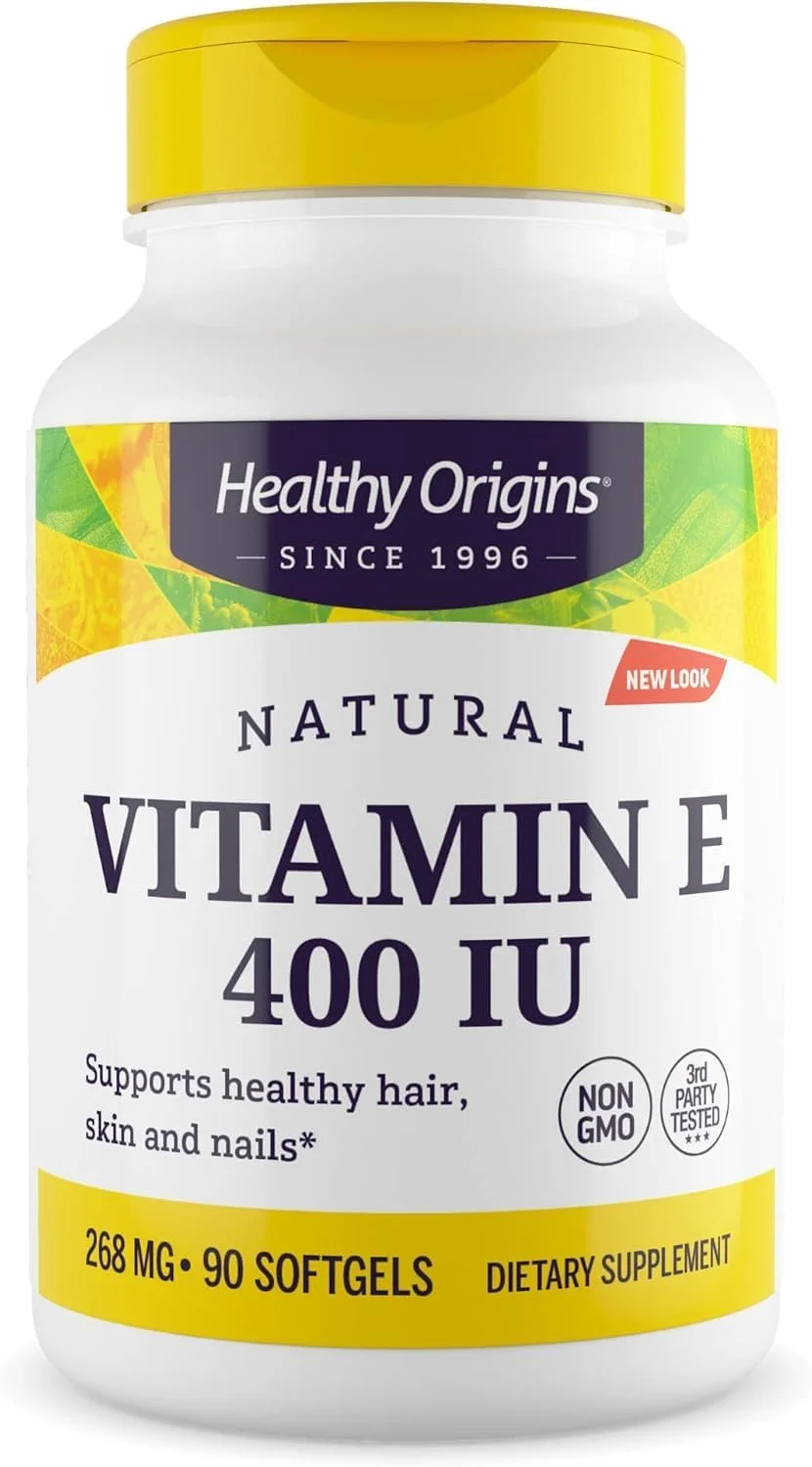 ویتامین ای 400 واحد بین المللی Healthy Origins با توکوفرول های ترکیبی با منبع طبیعی - مکمل ویتامین ای - غیر تراریخته و بدون گلوتن، ویتامین پوست، مو و ناخن - 90 سافت ژل ویتامین ای 400 واحد بین المللی Healthy Origins با توکوفرول های ترکیبی با منبع طبیعی - مکمل ویتامین ای - غیر تراریخته و بدون گلوتن، ویتامین پوست، مو و ناخن - 90 سافت ژل