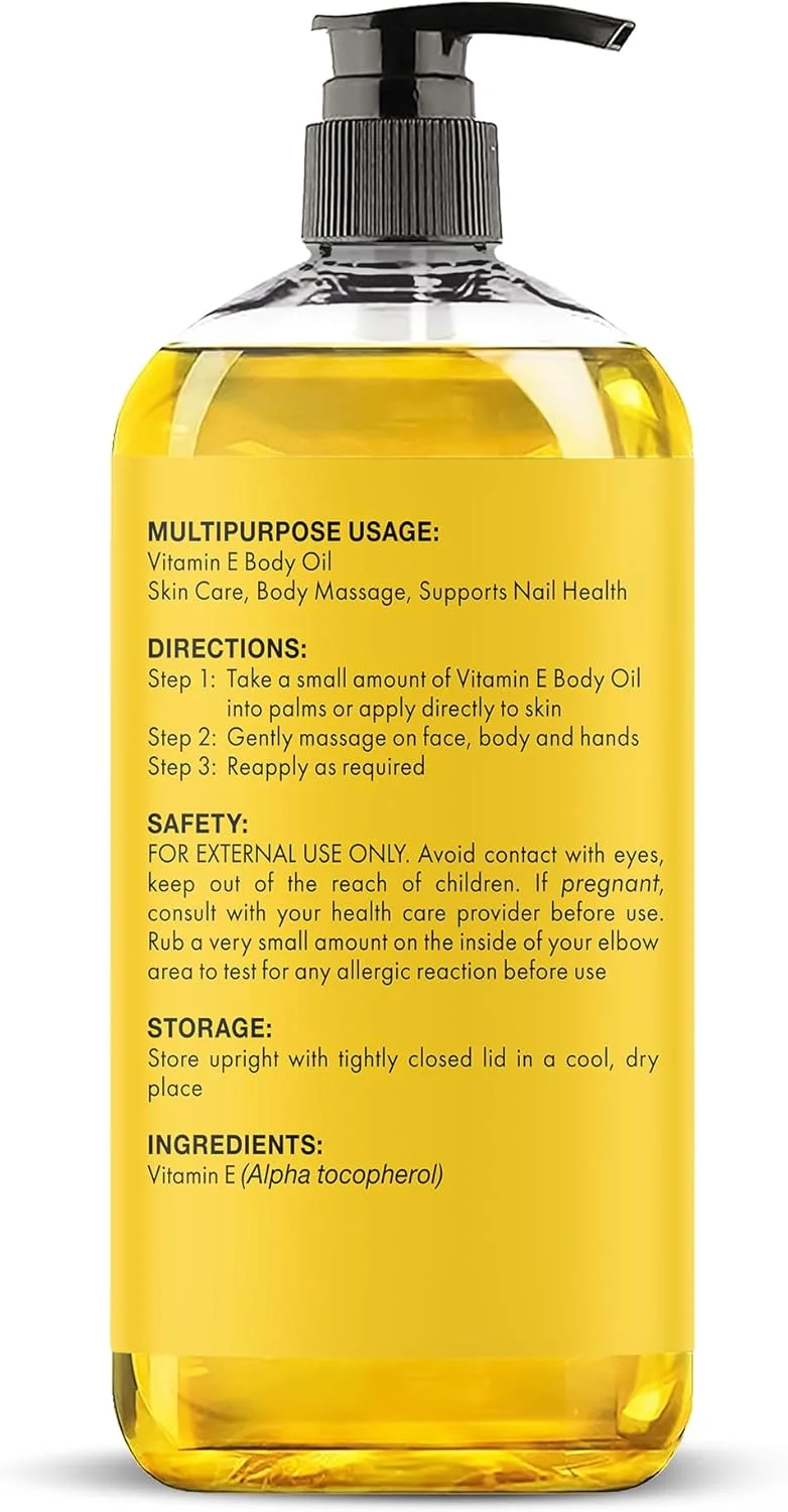 روغن ویتامین ای مجستیک پیور | بطری بزرگ 236 میلی لیتری | روغن ویتامین ای 100% خالص و طبیعی با پرس سرد برای پوست، جای زخم، صورت، ناخن، مو، پوست سر | 20000 واحد بین المللی | تایید شده غیر GMO | روغن مو و بدن