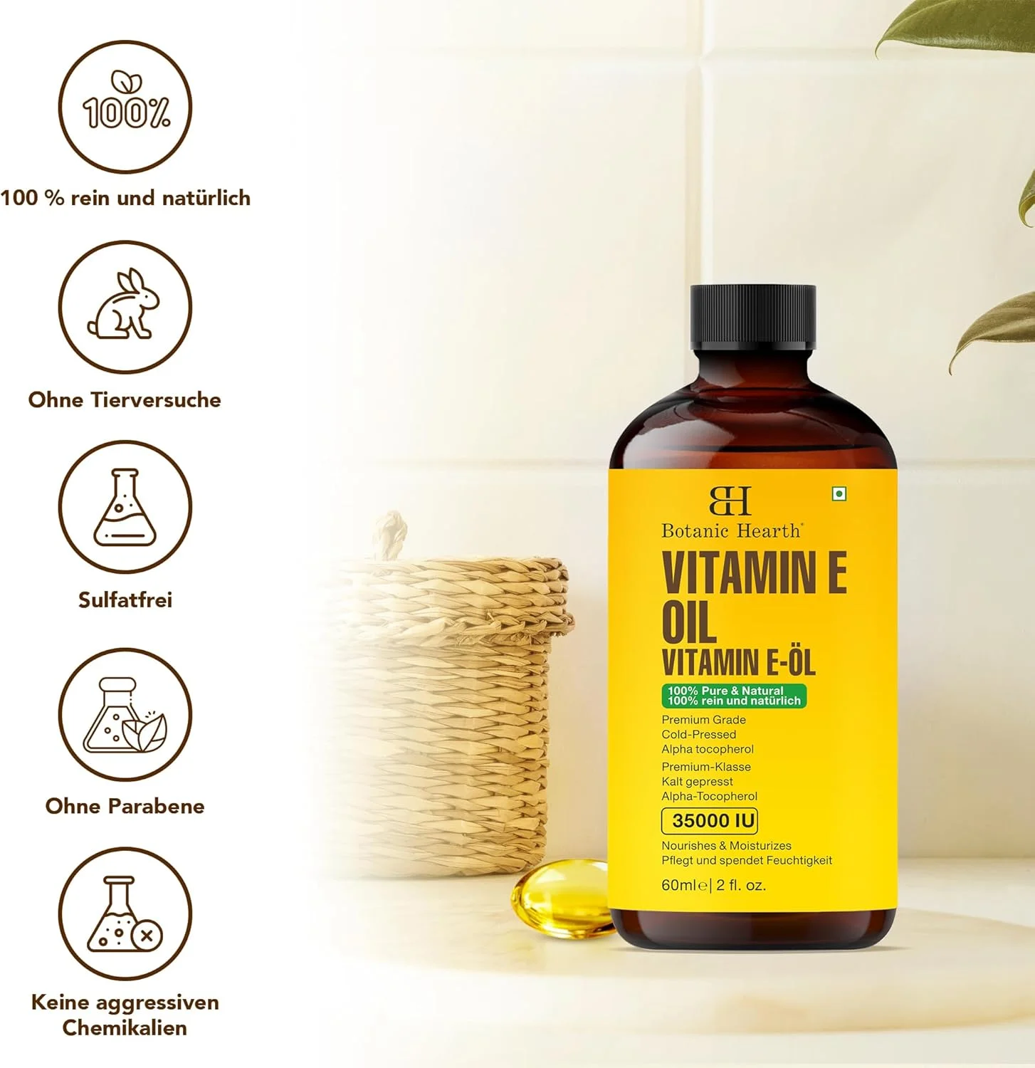 روغن ویتامین E بوتانیک هارت | روغن 100% خالص و طبیعی برای رشد ناخن ها، مو، ابرو و مژه | 35000 واحد بین المللی | روغن مو و بدن به همراه برس ابرو و مژه روغن ویتامین E بوتانیک هارت | روغن 100% خالص و طبیعی برای رشد ناخن ها، مو، ابرو و مژه | 35000 واحد بین المللی | روغن مو و بدن به همراه برس ابرو و مژه