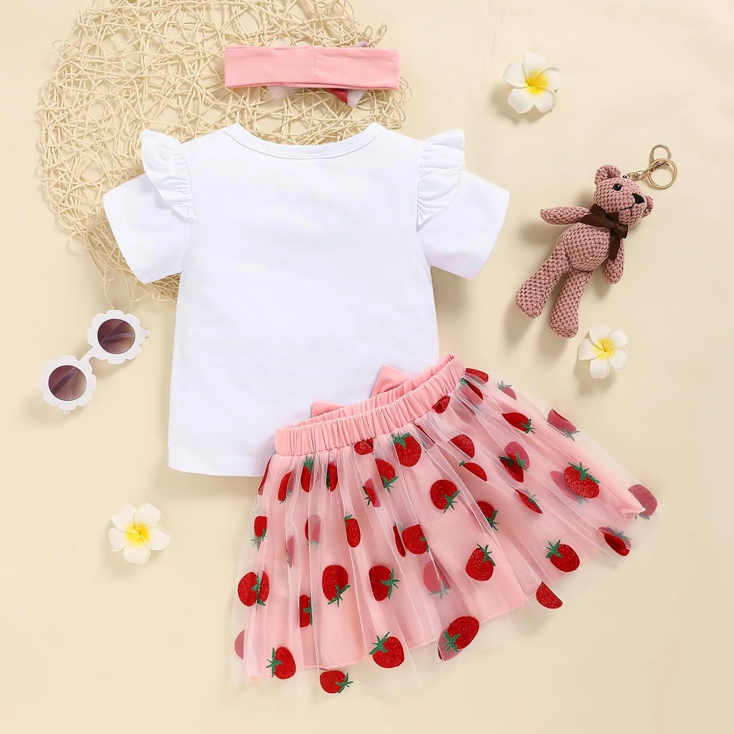 Toddler Baby Kid Girls Big Sister Outfits Short Sleeve T-Shirt Top+Tutu Skirt with Headband Clothing Set