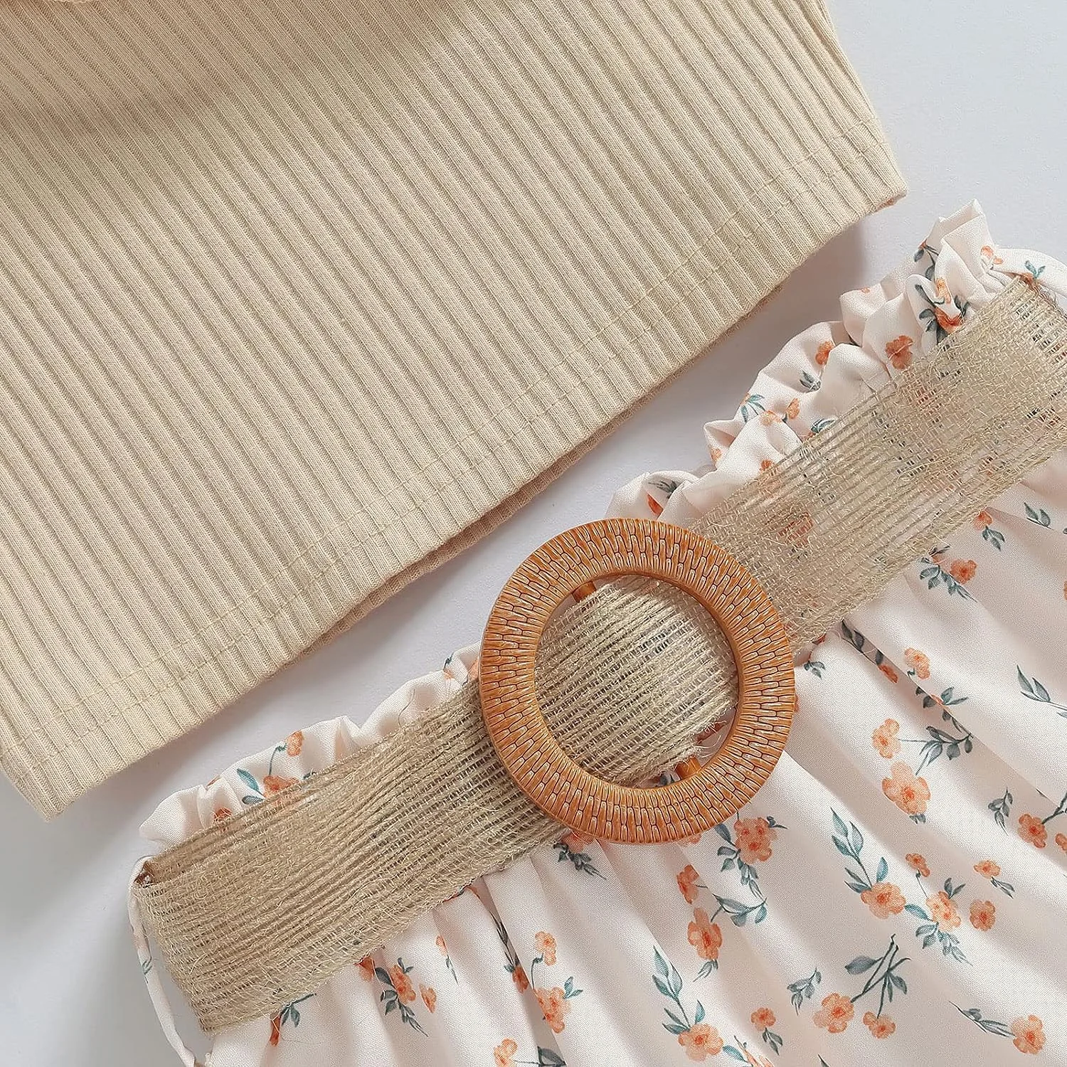 Kids Baby Girls Outfits Floral Ruffle Off Shoulder Crop Tops + Bowknot Denim Shorts Skirt Set Toddler Summer Clothes