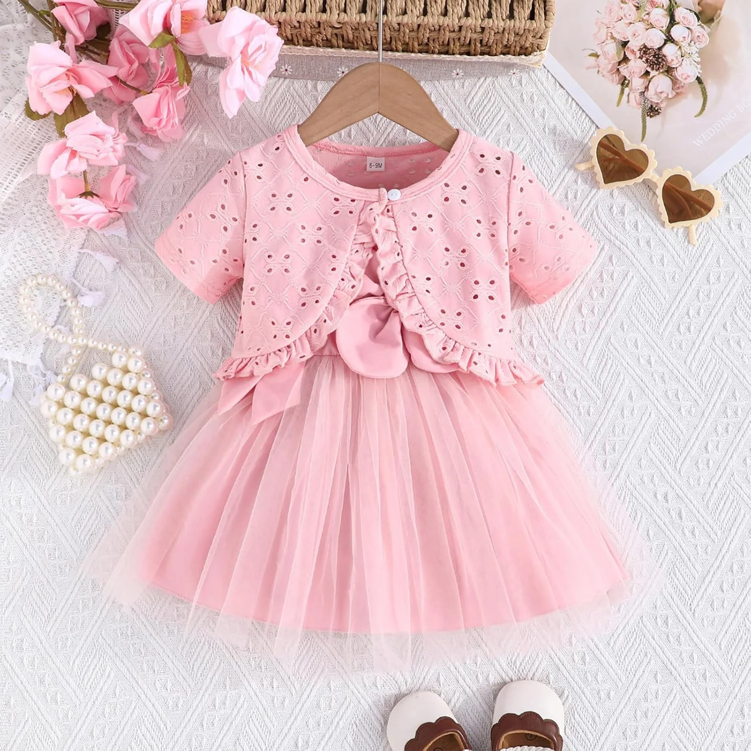 ست پیراهن دخترانه دو تکه با کت، سارافون توری و ژاکت بافتنی برای دختر بچه، ست پیراهن گلدار و ژاکت بافتنی نوزادی، ست لباس تابستانی نوزاد (سایز 18-24 ماه) ست پیراهن دخترانه دو تکه با کت، سارافون توری و ژاکت بافتنی برای دختر بچه، ست پیراهن گلدار و ژاکت بافتنی نوزادی، ست لباس تابستانی نوزاد (سایز 18-24 ماه)