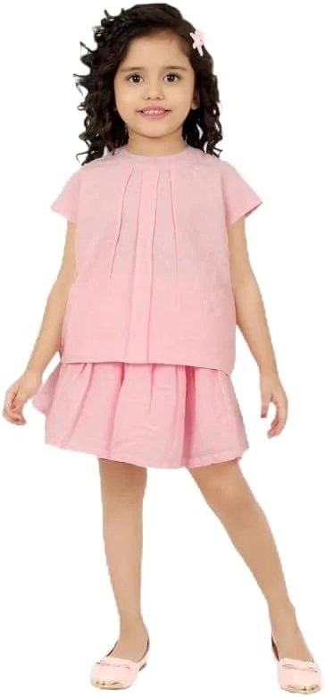Smart Baby, Baby Girl Round Neck Cap Sleeve Top with Skirt Set
