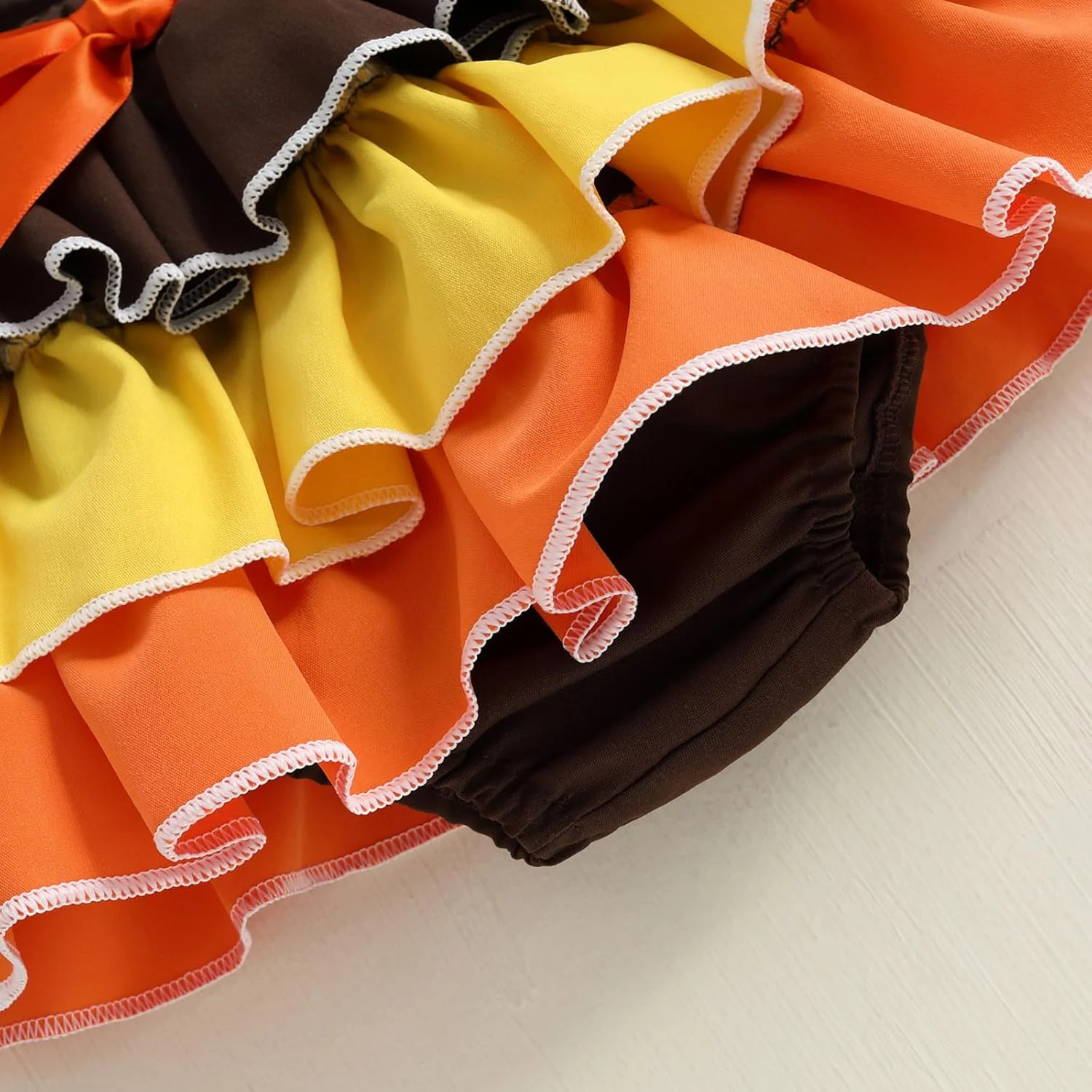 لباس روز شکرگزاری نوزاد دختر RSRZRCJ، رامپر آستین بلند با طرح بوقلمون، دامن شورت چین دار، ست لباس پاییزی زیبا