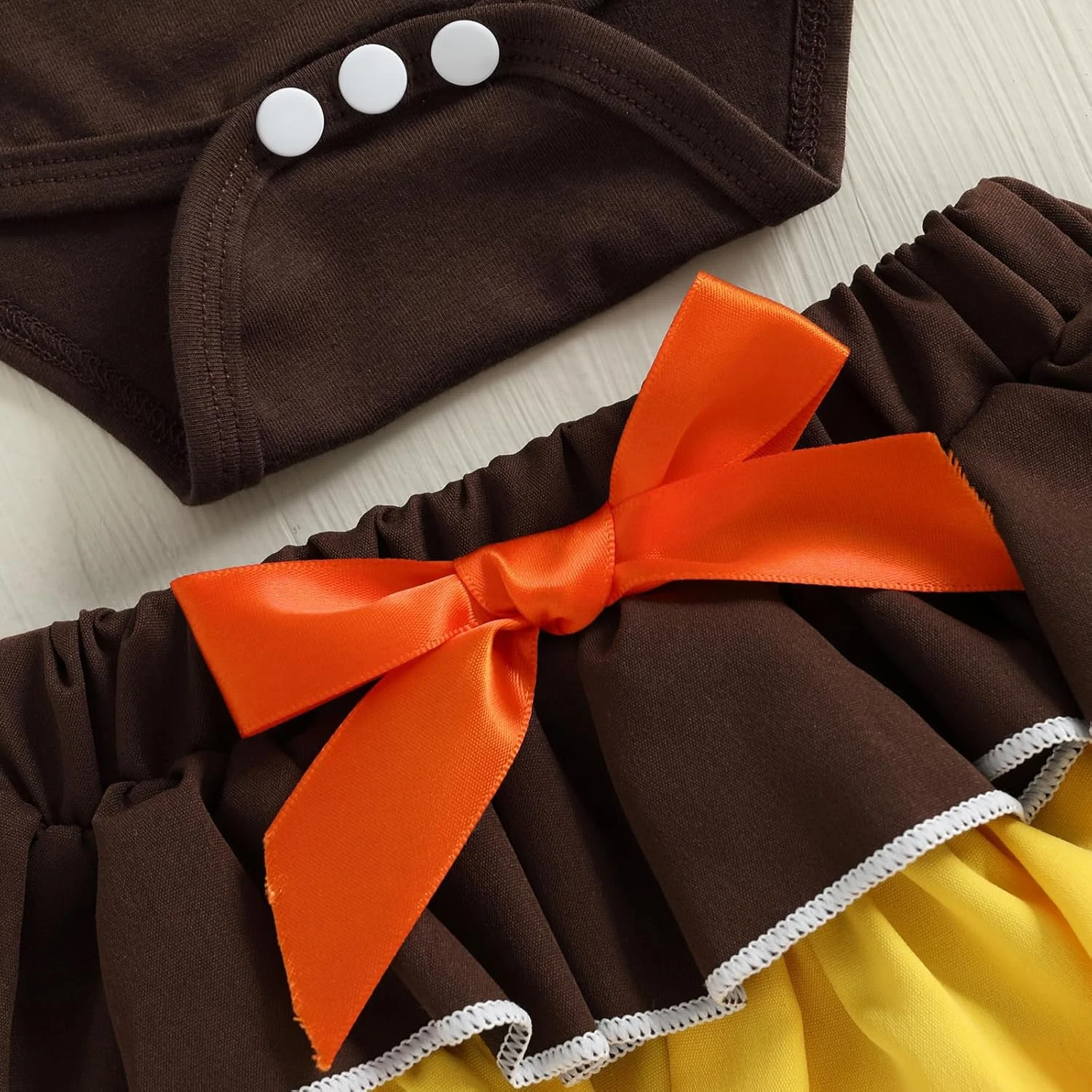 لباس روز شکرگزاری نوزاد دختر RSRZRCJ، رامپر آستین بلند با طرح بوقلمون، دامن شورت چین دار، ست لباس پاییزی زیبا