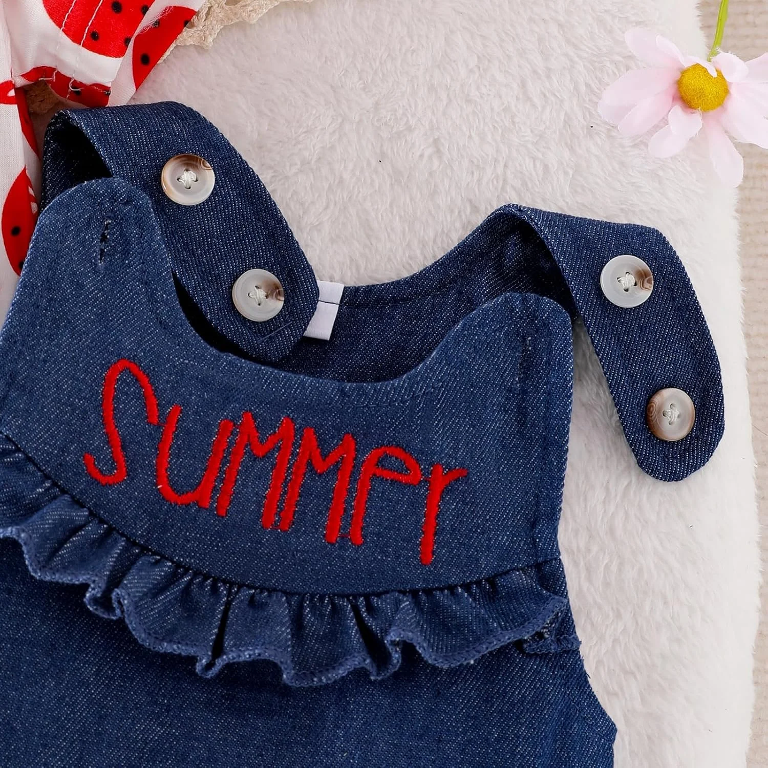 لباس نوزاد دخترانه، ست لباس تابستانی شامل رامپر چیندار، دامن ساسوندار و هدبند، مناسب 0 تا 18 ماه لباس نوزاد دخترانه، ست لباس تابستانی شامل رامپر چیندار، دامن ساسوندار و هدبند، مناسب 0 تا 18 ماه