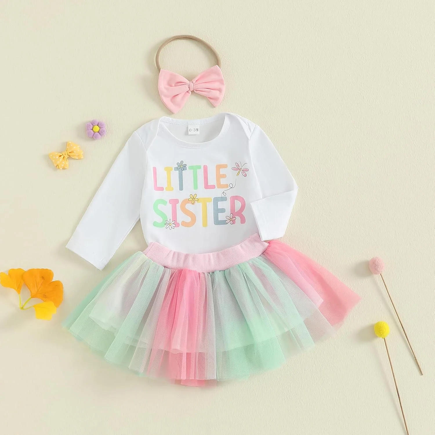 Saliuentm Big Sister Little Sister Matching Outfits Toddler Baby Girl Long Sleeve Shirt Romper with Tulle Skirt Clothes 3Pcs Saliuentm Big Sister Little Sister Matching Outfits Toddler Baby Girl Long Sleeve Shirt Romper with Tulle Skirt Clothes 3Pcs