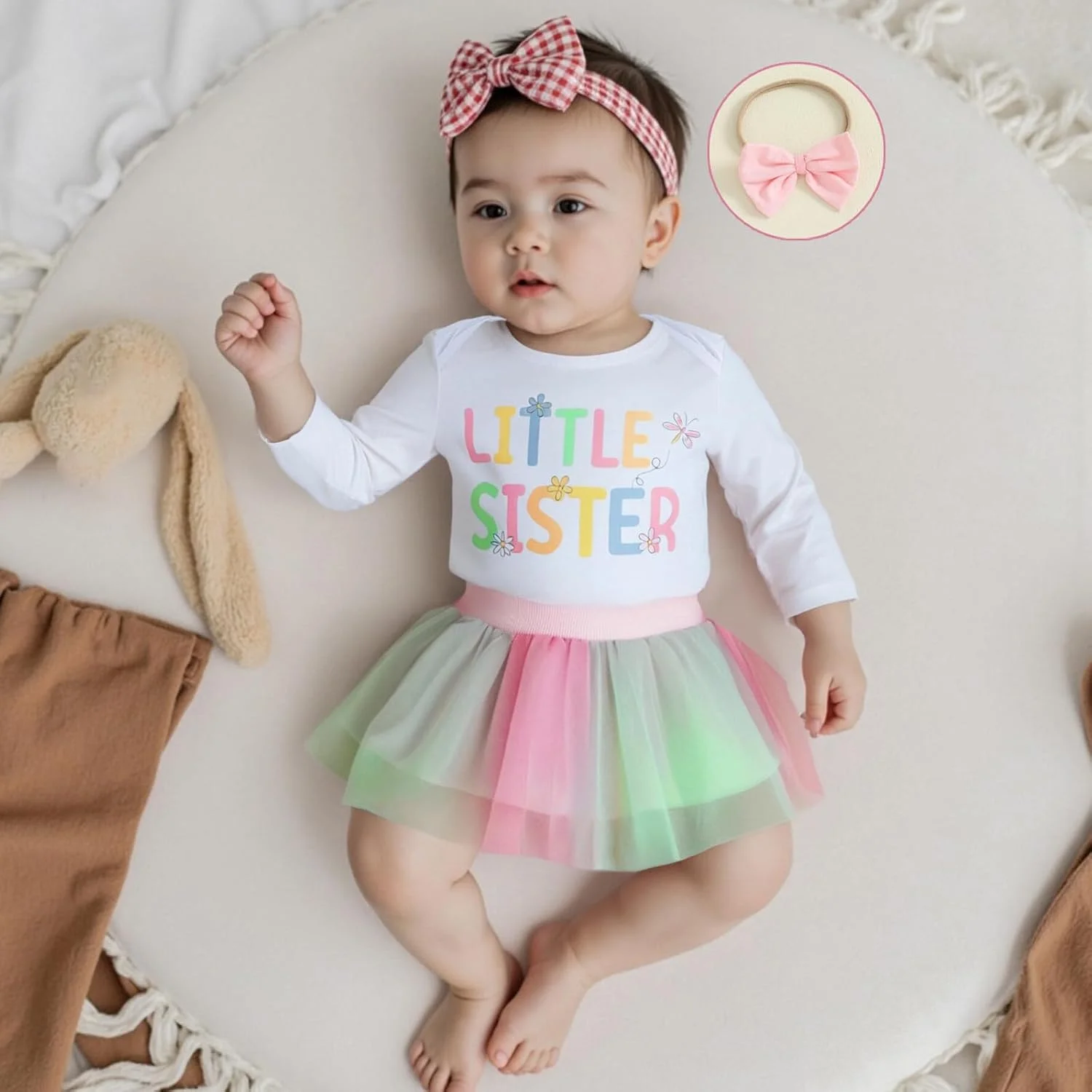 Saliuentm Big Sister Little Sister Matching Outfits Toddler Baby Girl Long Sleeve Shirt Romper with Tulle Skirt Clothes 3Pcs Saliuentm Big Sister Little Sister Matching Outfits Toddler Baby Girl Long Sleeve Shirt Romper with Tulle Skirt Clothes 3Pcs
