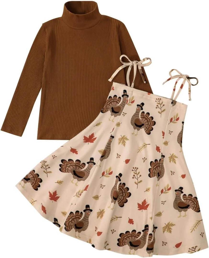 لباس های کریسمس دخترانه نوبو، پلیور یقه اسکی، تاپ بافتنی دنده ای، دامن ساس بند طرح آب نبات بابانوئل، لباس زمستانی