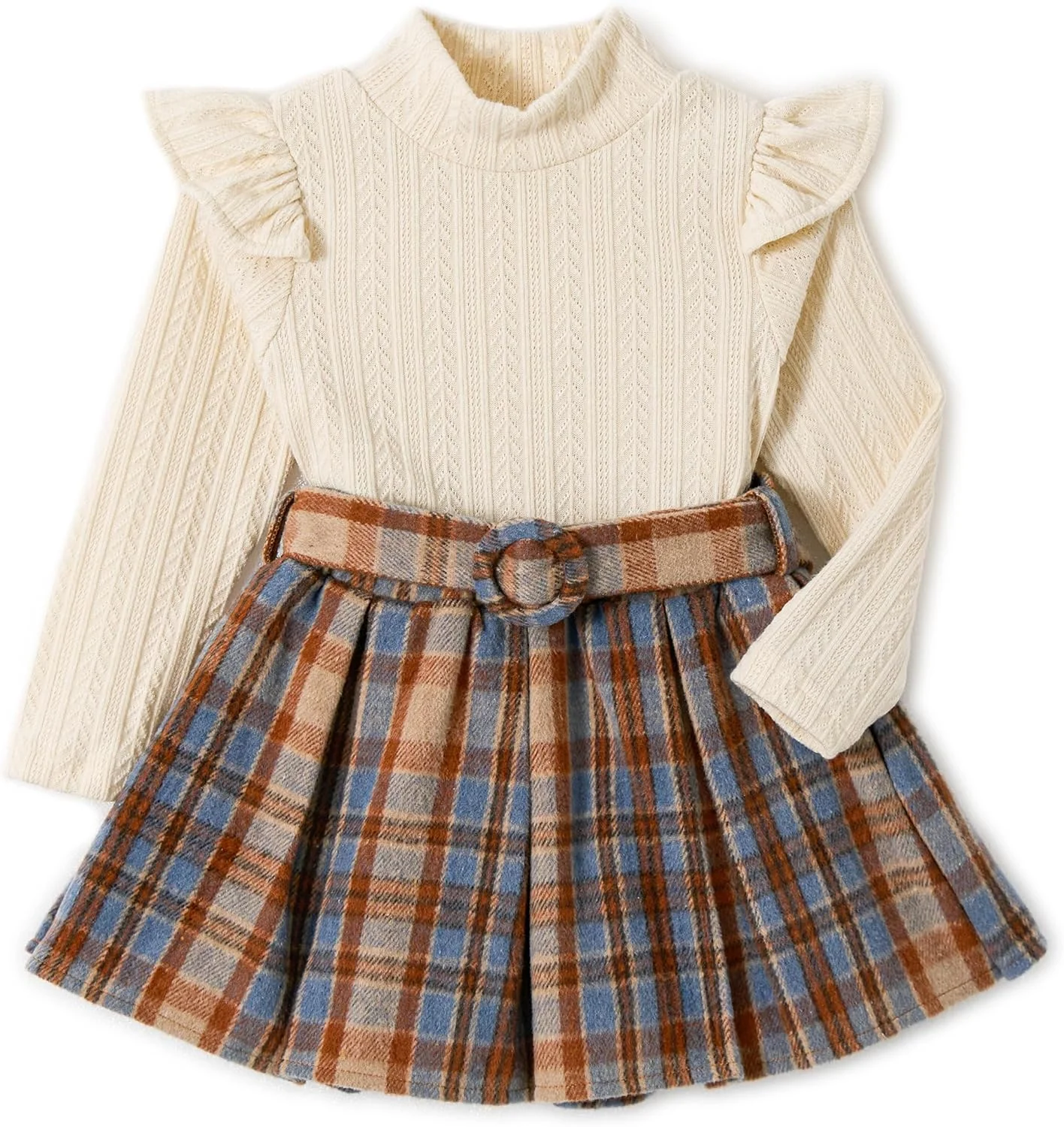 ست لباس دخترانه Miipat، شامل تاپ آستین بلند و دامن کوتاه - مناسب برای پاییز و زمستان