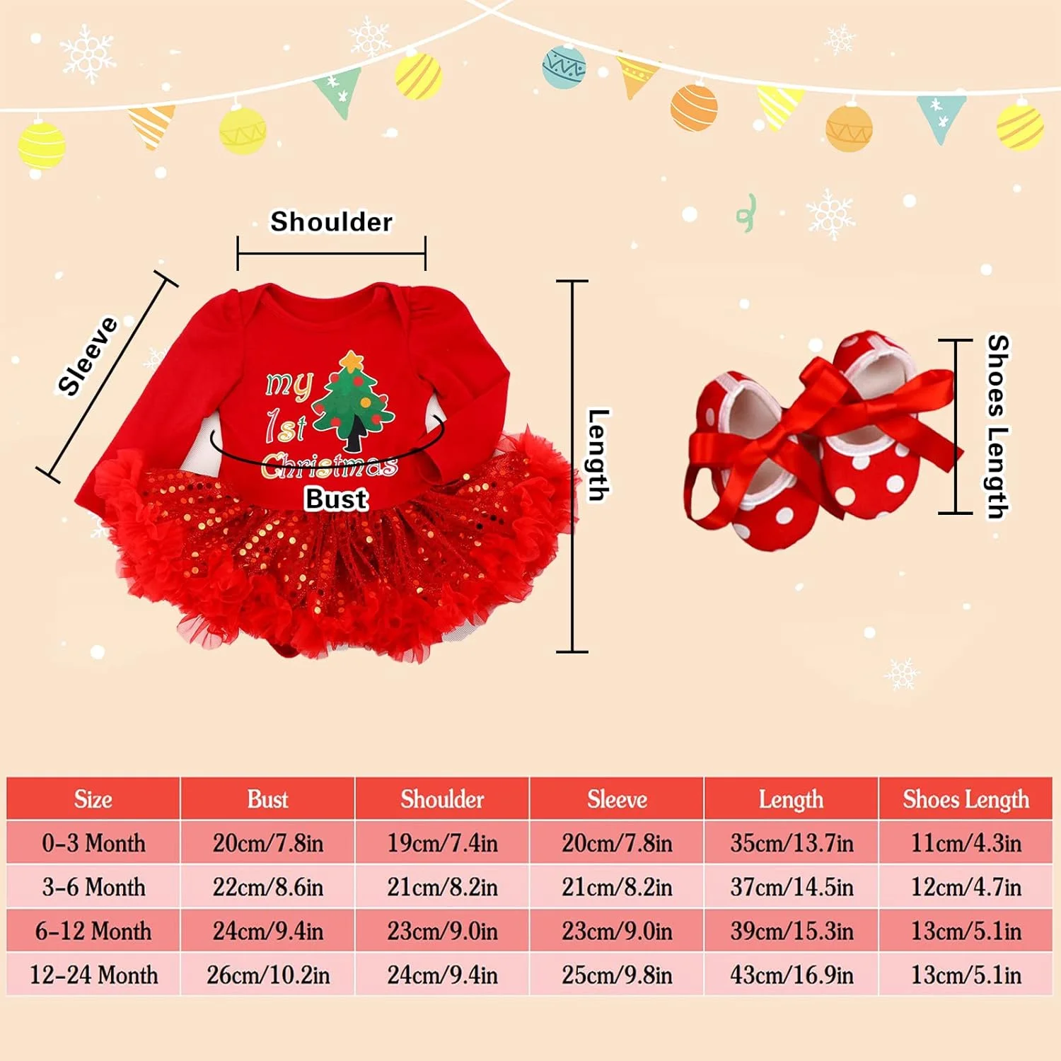 لباس کریسمس دخترانه Kunyeah، رامپر نوزادی، دامن توتو، ست لباس کریسمس نوزاد با کفش، هدبند و ساق گرم کن