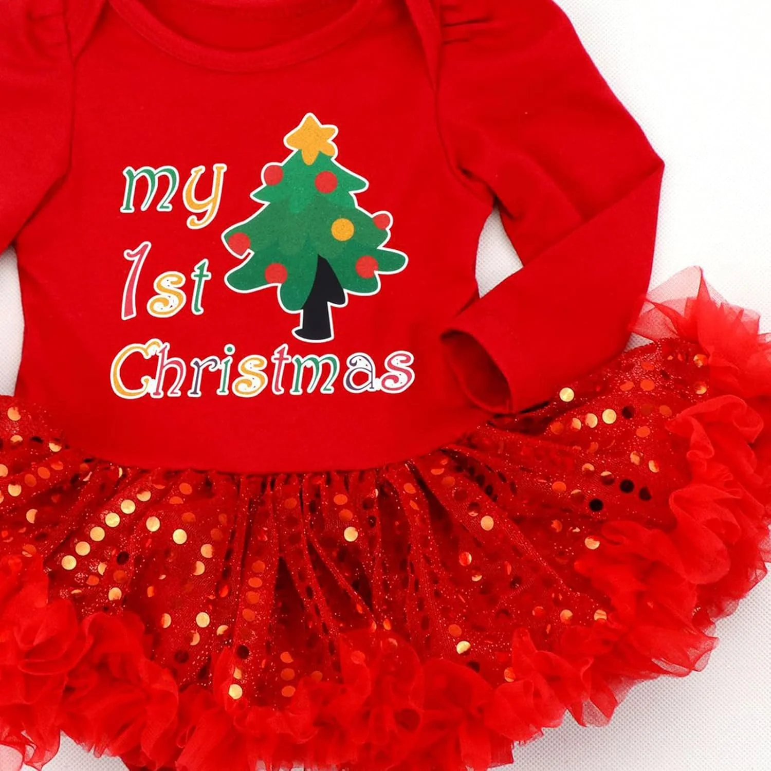 لباس کریسمس دخترانه Kunyeah، رامپر نوزادی، دامن توتو، ست لباس کریسمس نوزاد با کفش، هدبند و ساق گرم کن