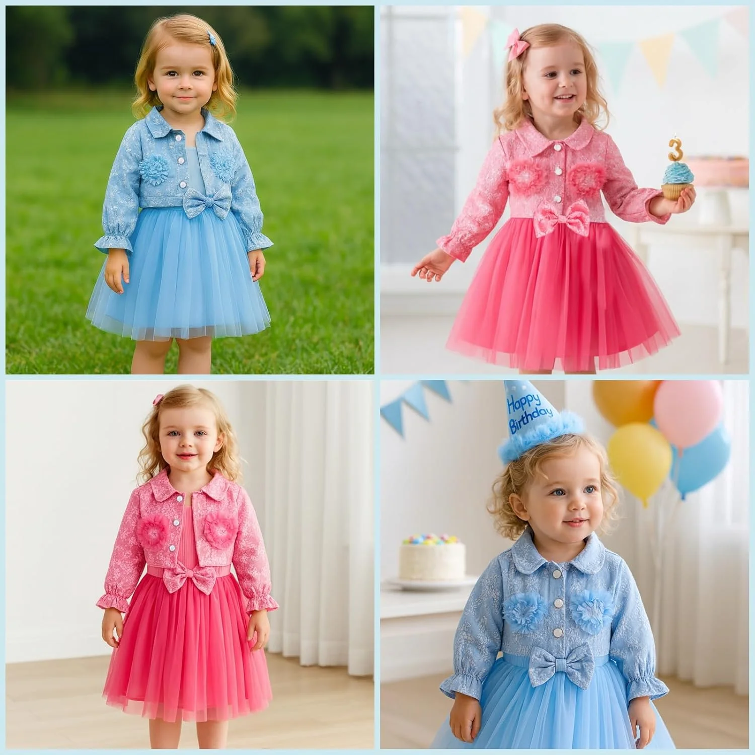 لباس توتو دخترانه Kunyeah با ژاکت بافتنی، لباس توری بدون آستین دخترانه، ژاکت توری گلدار، لباس آستین بلند نوزاد