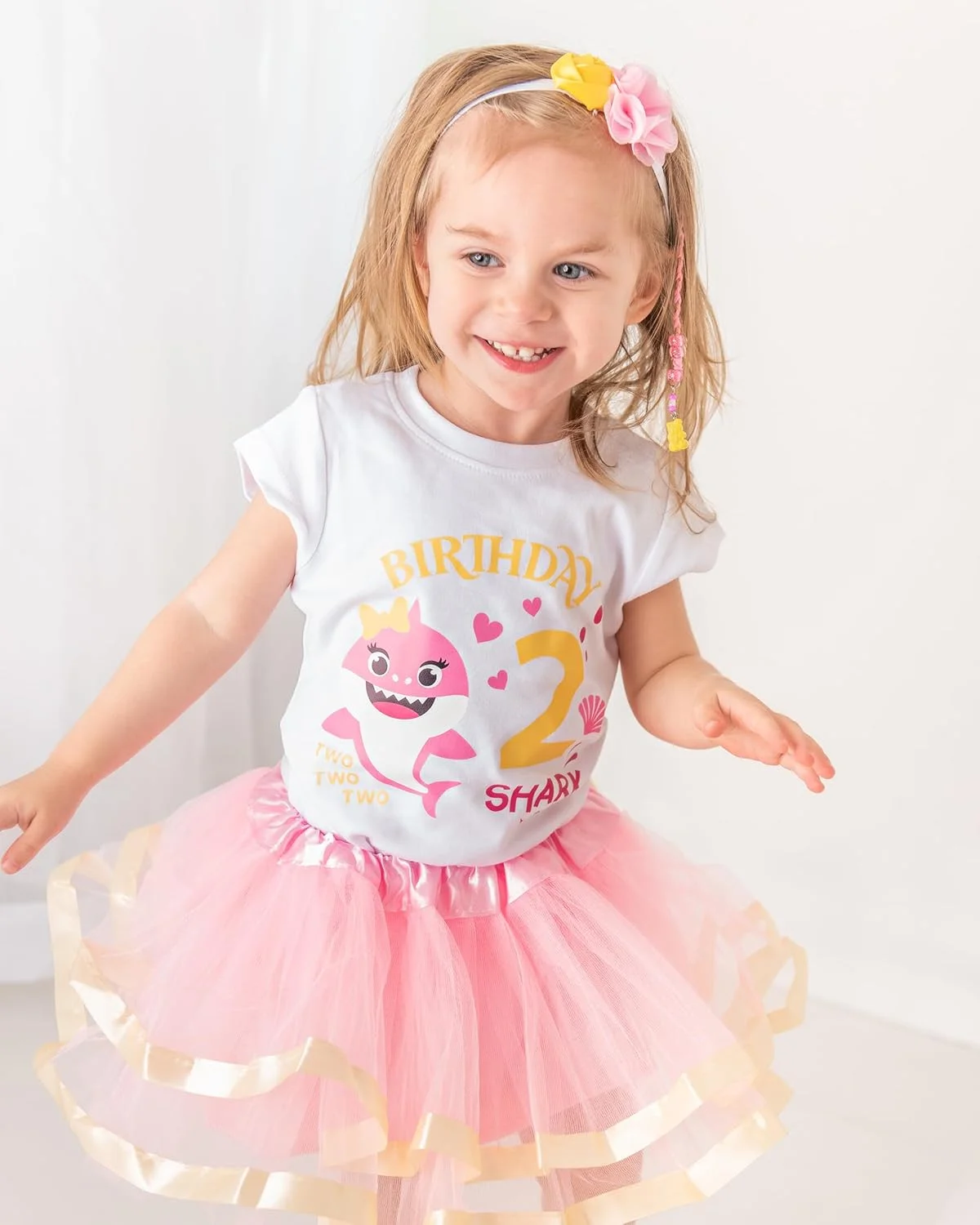 ست لباس تولد 2 سالگی لوک و لولو دخترانه - تیشرت تولد بیبی شارک + هدبند + توتو ست لباس تولد 2 سالگی لوک و لولو دخترانه - تیشرت تولد بیبی شارک + هدبند + توتو