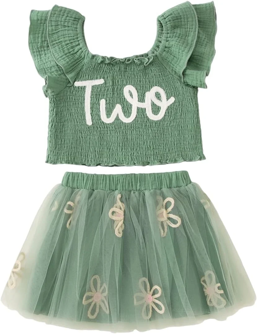 لباس تولد دخترانه KEKEMI مناسب تولد 2، 3، 4، 5، 6 و 7 سالگی، شامل تیشرت گلدوزی شده و دامن توتو لباس تولد دخترانه KEKEMI مناسب تولد 2، 3، 4، 5، 6 و 7 سالگی، شامل تیشرت گلدوزی شده و دامن توتو