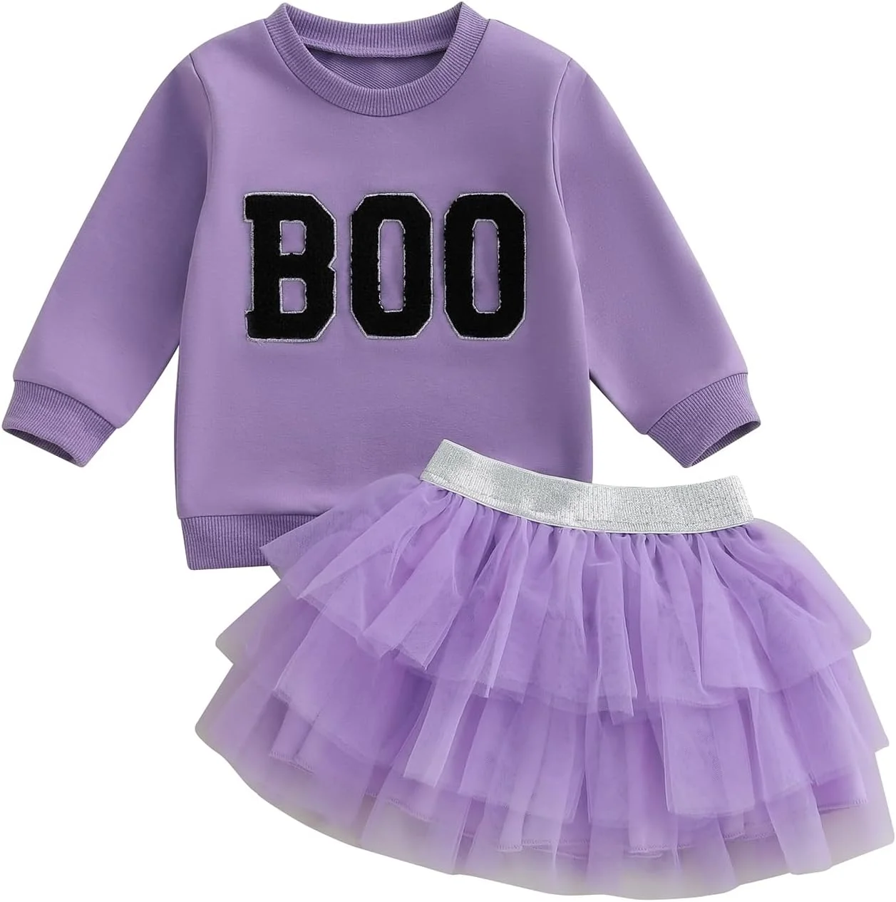 ست لباس هالووین دخترانه KtwHarnu، تاپ دور گردن گلدوزی شده با طرح Boo، دامن توری توتو، لباس پاییزی ست لباس هالووین دخترانه KtwHarnu، تاپ دور گردن گلدوزی شده با طرح Boo، دامن توری توتو، لباس پاییزی