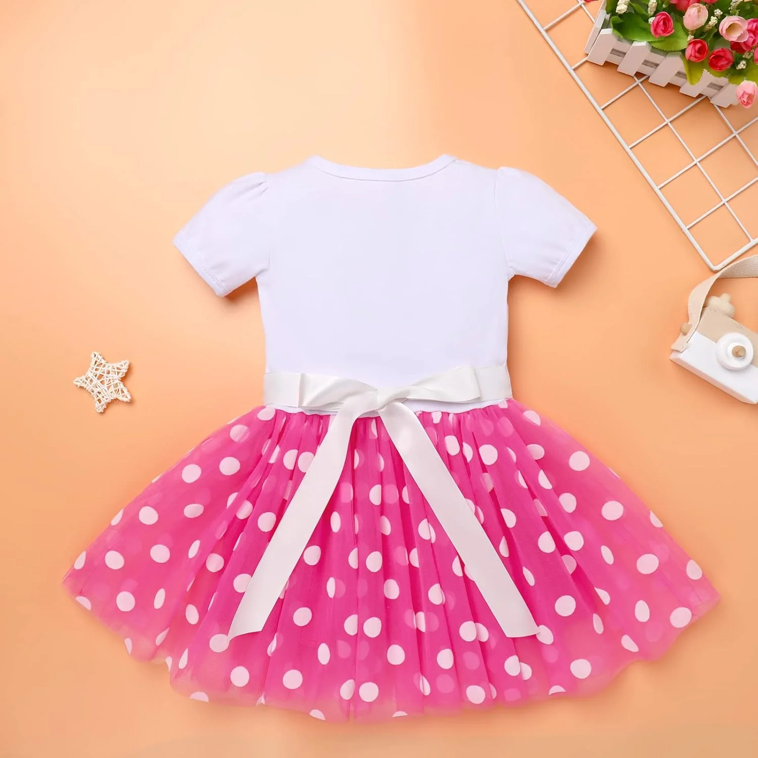 لباس تولد دخترانه IMEKIS، پیراهن خال خالی با هدبند، لباس جشن تولد، لباس هالووین، لباس فانتزی عکاسی 1-6 ساله