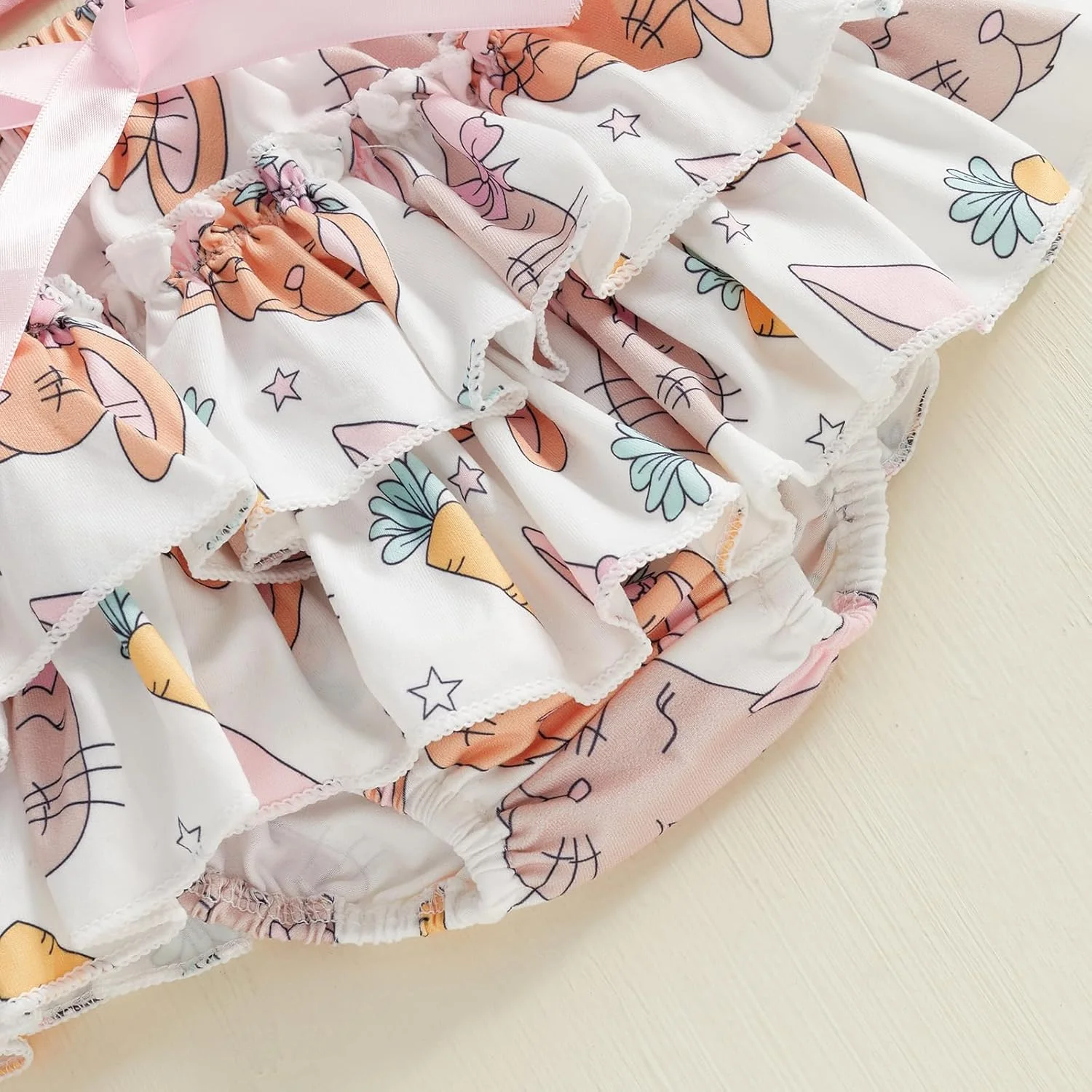 لباس عید پاک نوزادی دخترانه Gueuusu، رامپر آستین بلند + دامن توتو خرگوشی + ساق گرمکن + ست هدبند