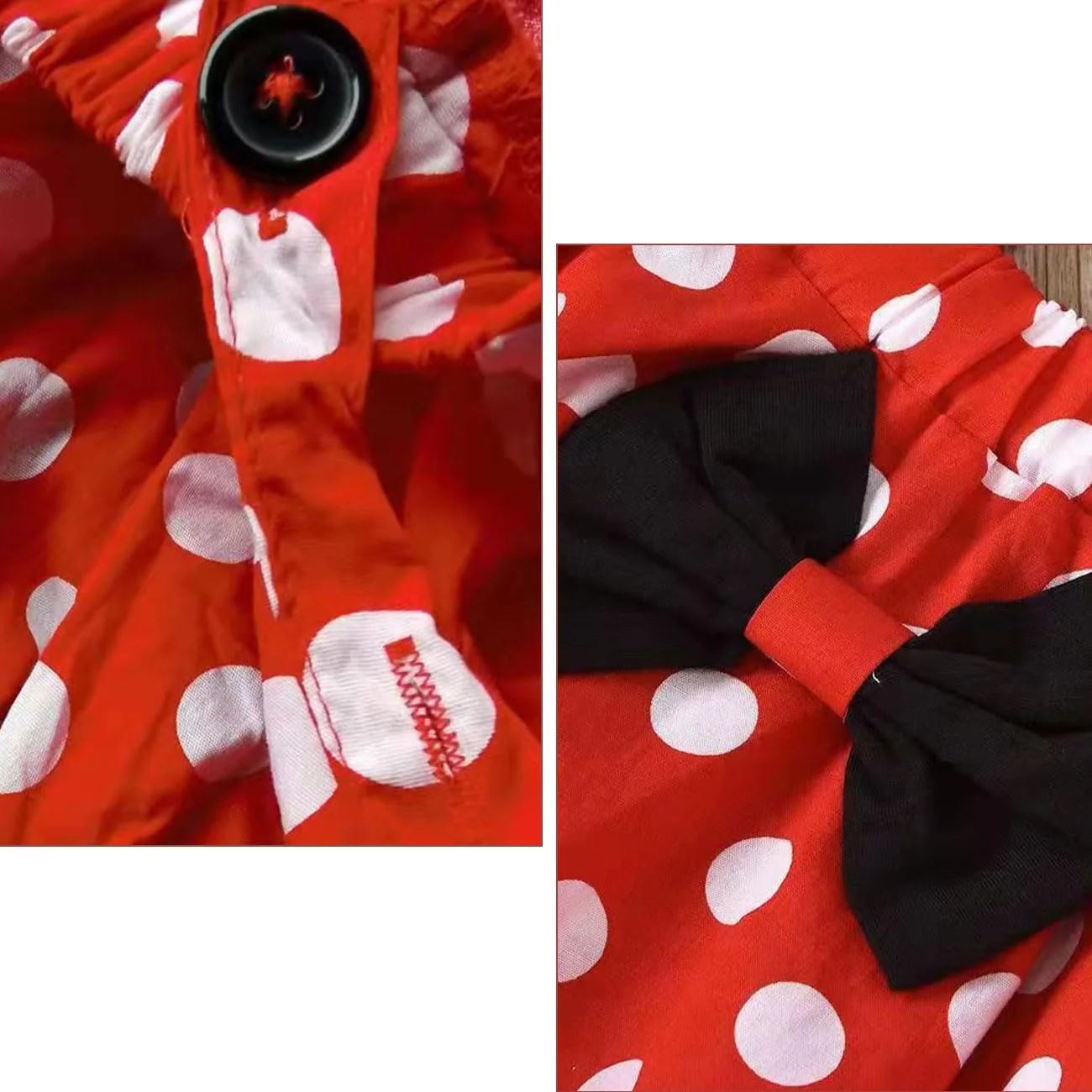 ست لباس نوزادی دخترانه HEOXIN شامل تاپ آستین کوتاه چین دار + دامن ساسون دار خال خالی سفید + هدبند، ست دامن و جلیقه نوزادی دخترانه برای تابستان، قرمز، 6 ماه - 5 سال