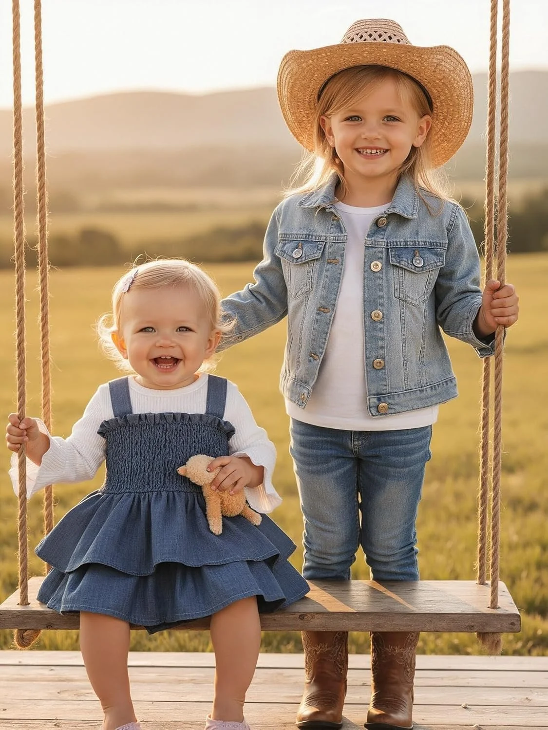 لباس های پاییزی و زمستانی نوزادی دخترانه YOUNGER TREE، رامپر آستین بلند و پیراهن سرهمی مخملی، ست لباس دامن نوزادی