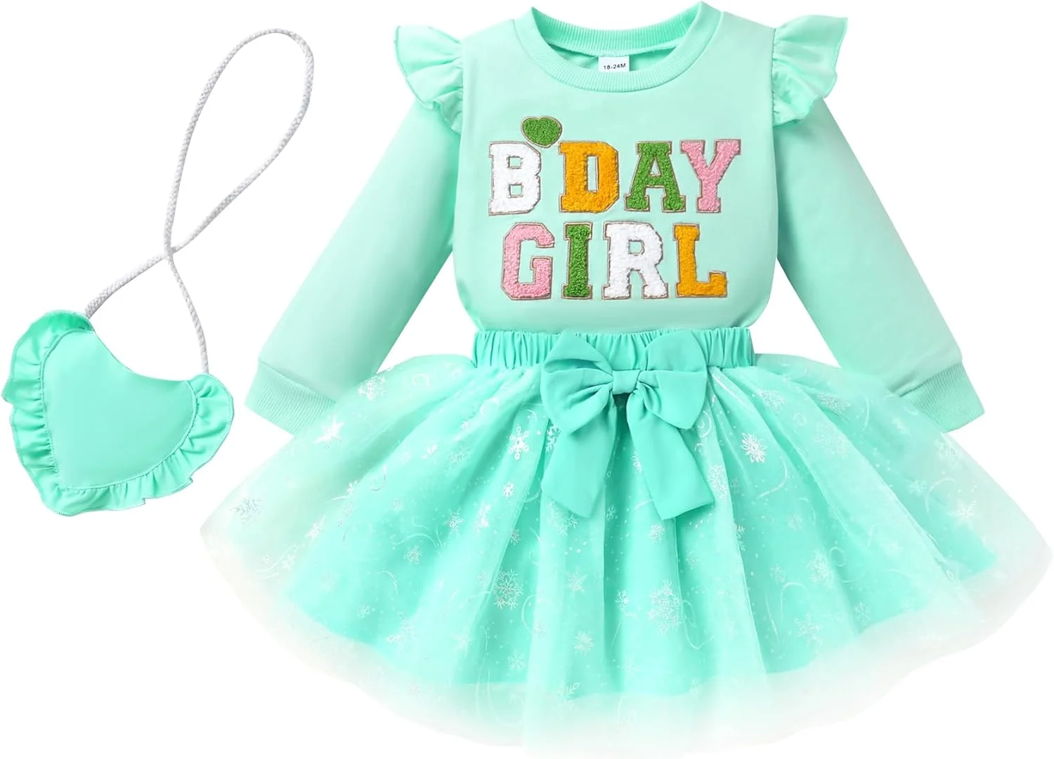 KONIGHT Baby Toddler Birthday Girl Outfit Long Sleeve Ruffle Sweatshirt Tutu Skirt Set Fall Winter Clothes