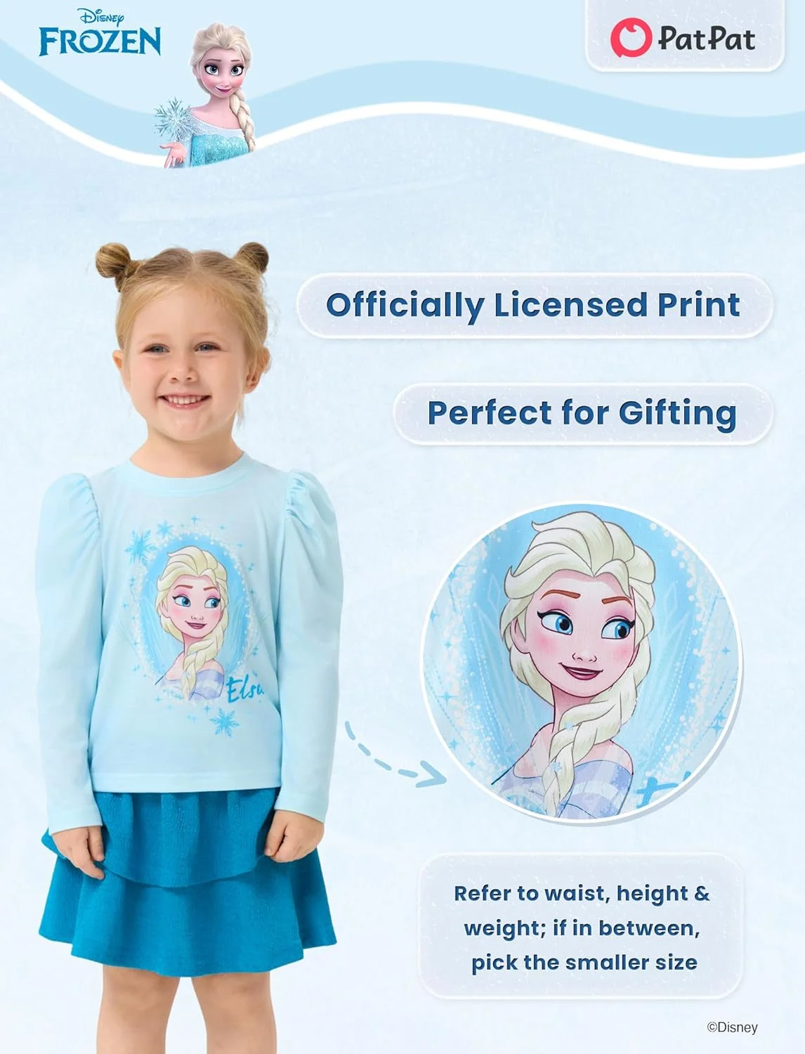 لباس دو تکه دخترانه دیزنی Frozen السا، استیچ، پرنسس مینی، شامل تیشرت آستین پفی و دامن اکلیلی، مناسب تولد، سایز 2 تا 9 سال