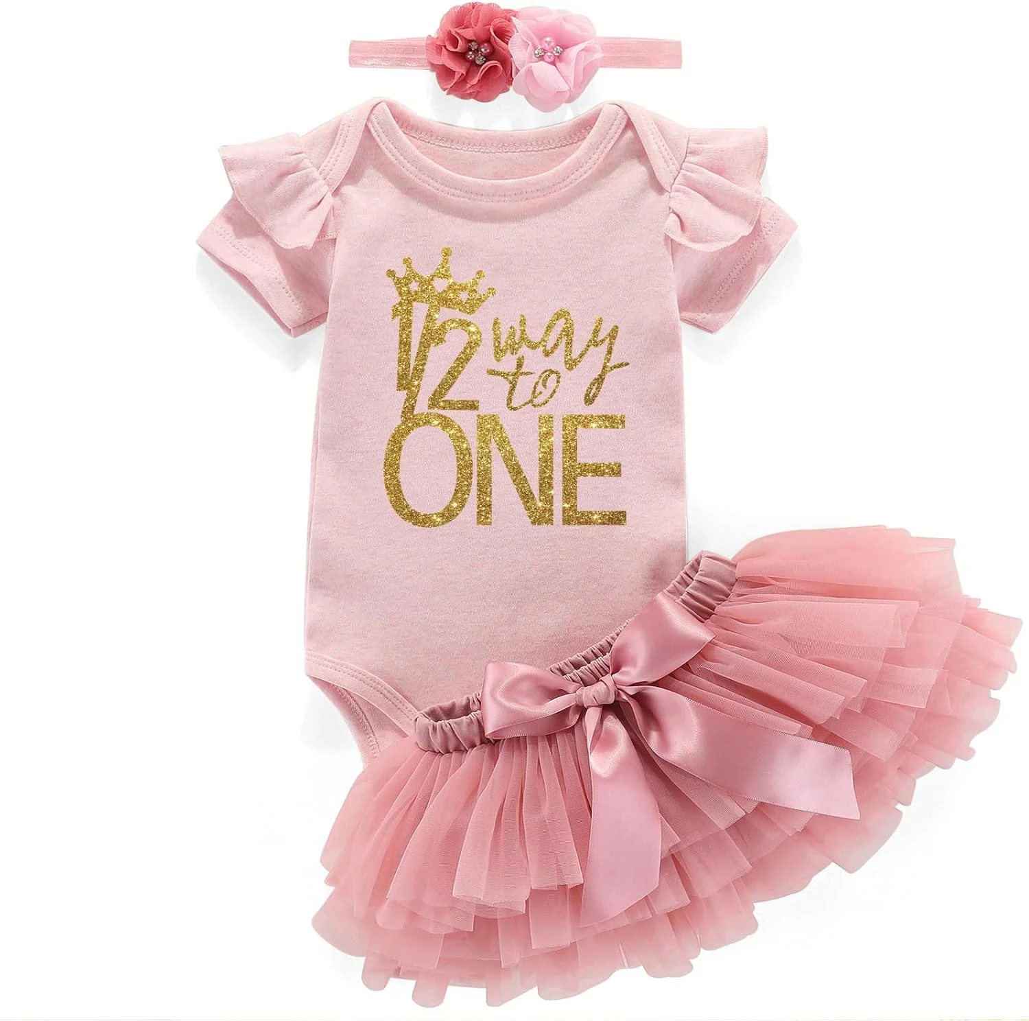 Azzwnee Half Way To One 6 Month Birthday Outfit Baby Girl Halfway To One Tutu Outfits