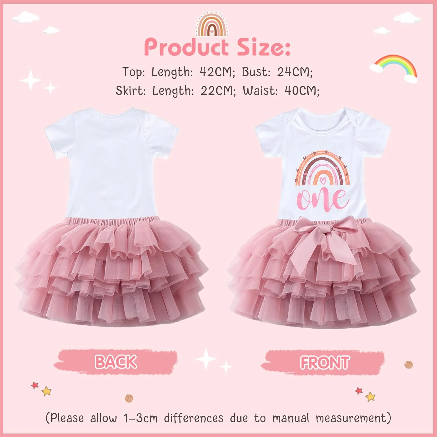 Baby Girl First Birthday Outfit,Floral Lace Romper Set,Boho 1st Birthday Tulle Tutu Dress Set for 1st Birthday,1st Flower Crown Headband for Photo Shoot Clothes,Birthday Party