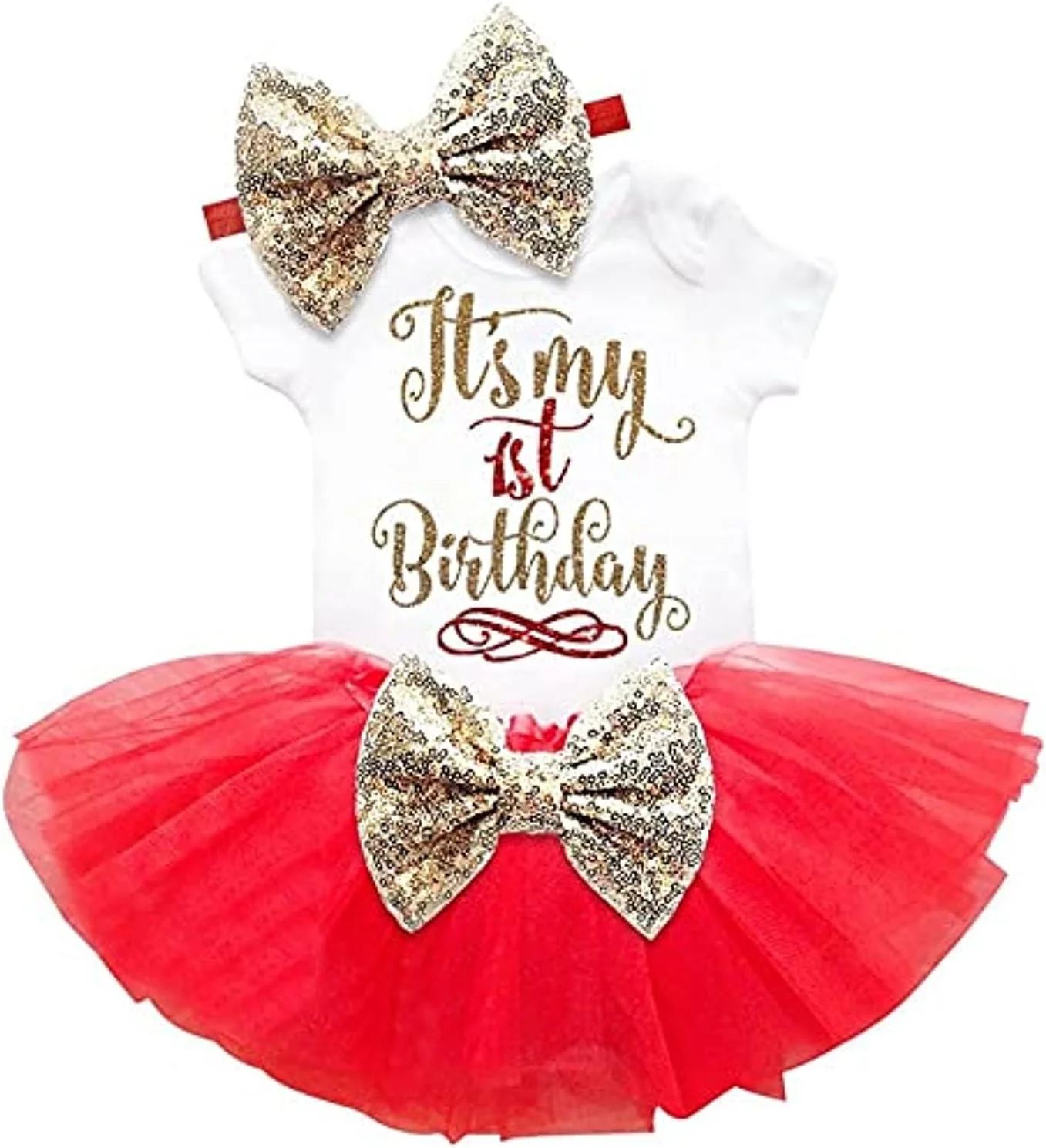 لباس مهمانی تولد یک سالگی دخترانه آرایشی به همراه هدبند | هدیه و اکسسوری عکاسی فوق العاده برای دختران یک ساله