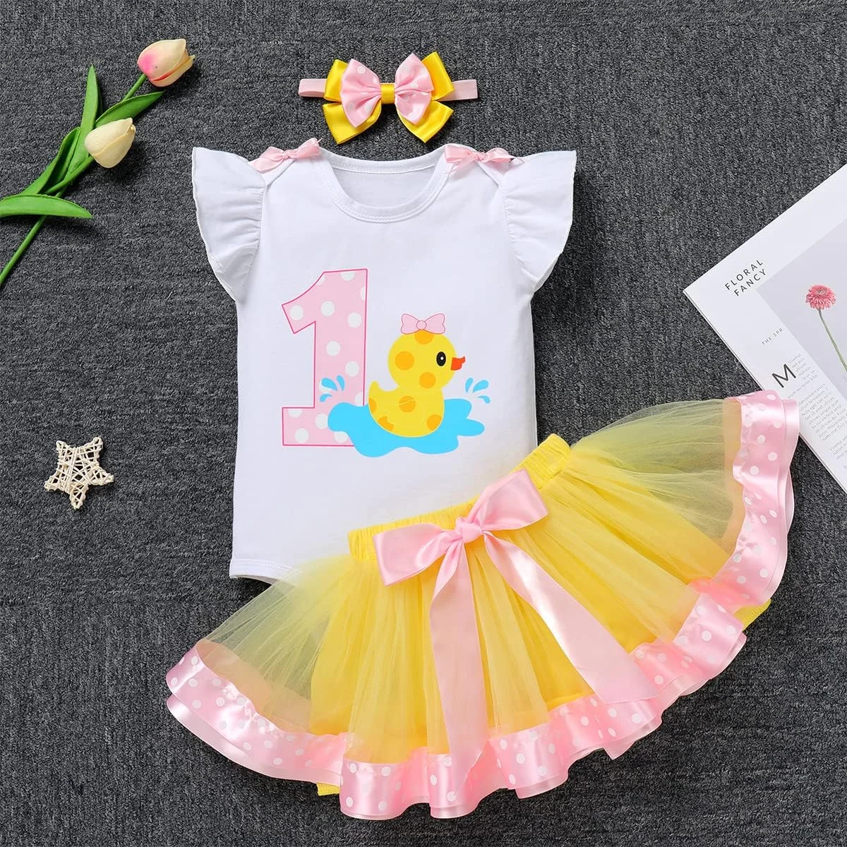 لباس تولد یک سالگی دخترانه IBTOM CASTLE، لباس پرنسسی، رامپر شخصیت کتاب، دامن توتو، لباس مهمانی عکاسی