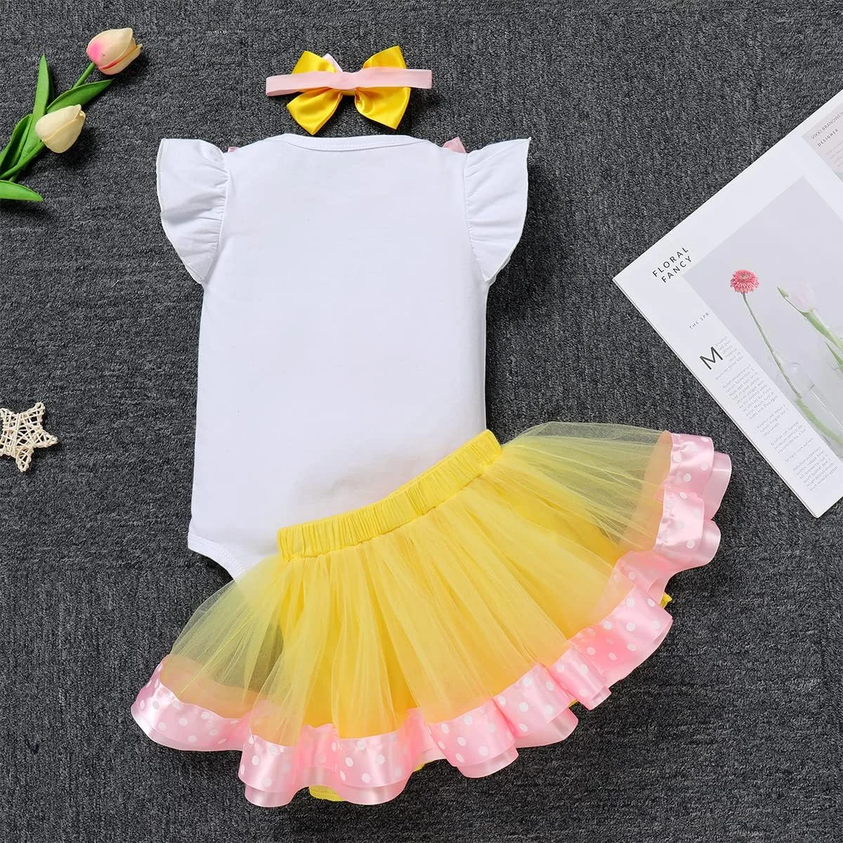 لباس تولد یک سالگی دخترانه IBTOM CASTLE، لباس پرنسسی، رامپر شخصیت کتاب، دامن توتو، لباس مهمانی عکاسی