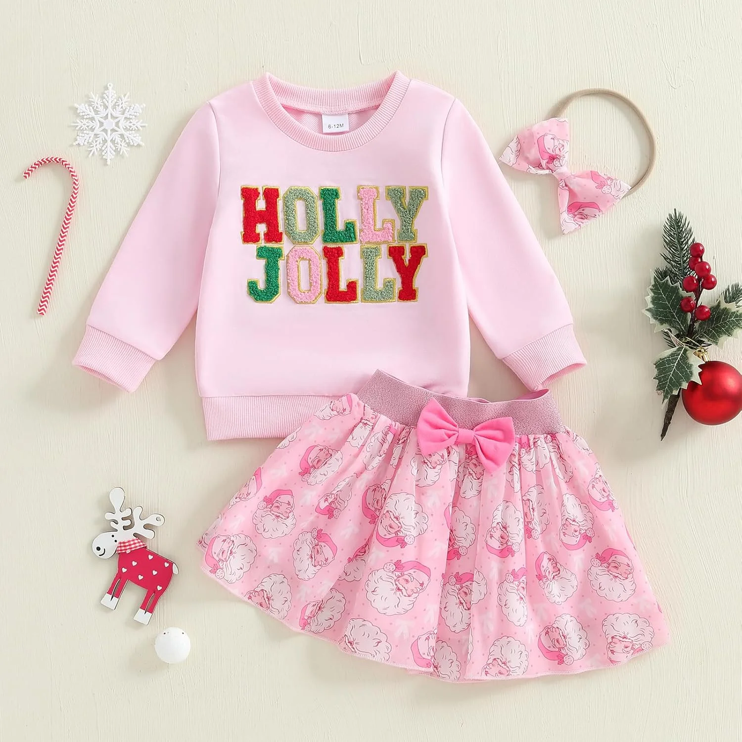 ست لباس دخترانه بچه گانه Amnnchya کریسمس، بلوز آستین بلند، پلیور طرح گوزن، دامن توتو، لباس پاییزی و زمستانی بچه گانه