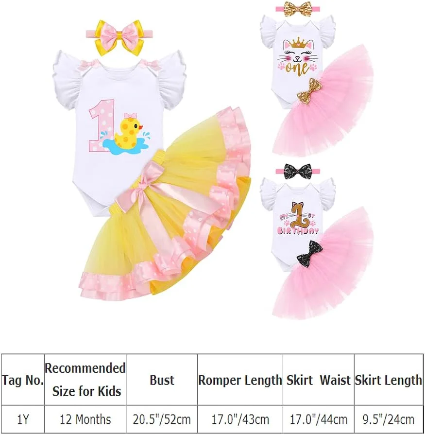لباس تولد یک سالگی دخترانه IBTOM CASTLE، لباس پرنسسی، رامپر شخصیت کتاب، دامن توتو، لباس مهمانی عکاسی