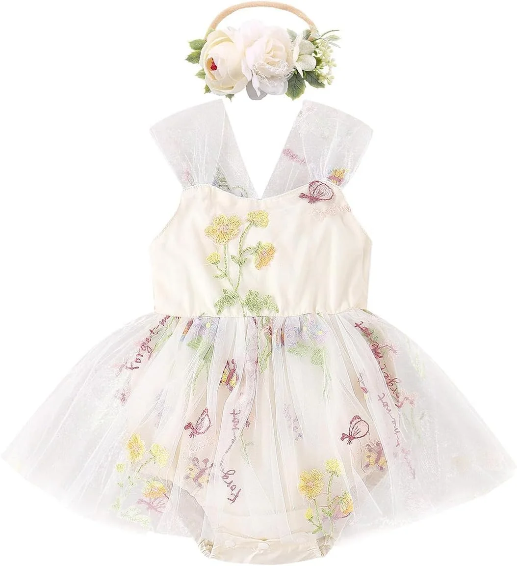 ست رامپر توری گلدار Azonee با تل گل، جامپسوت بدون آستین توری دوزی شده پرنسسی با پاپیون پشتی، لباس تابستانی بچه گانه مناسب مهمانی تولد 1 سالگی نوزاد، سایز 90 سانتی متر ست رامپر توری گلدار Azonee با تل گل، جامپسوت بدون آستین توری دوزی شده پرنسسی با پاپیون پشتی، لباس تابستانی بچه گانه مناسب مهمانی تولد 1 سالگی نوزاد، سایز 90 سانتی متر