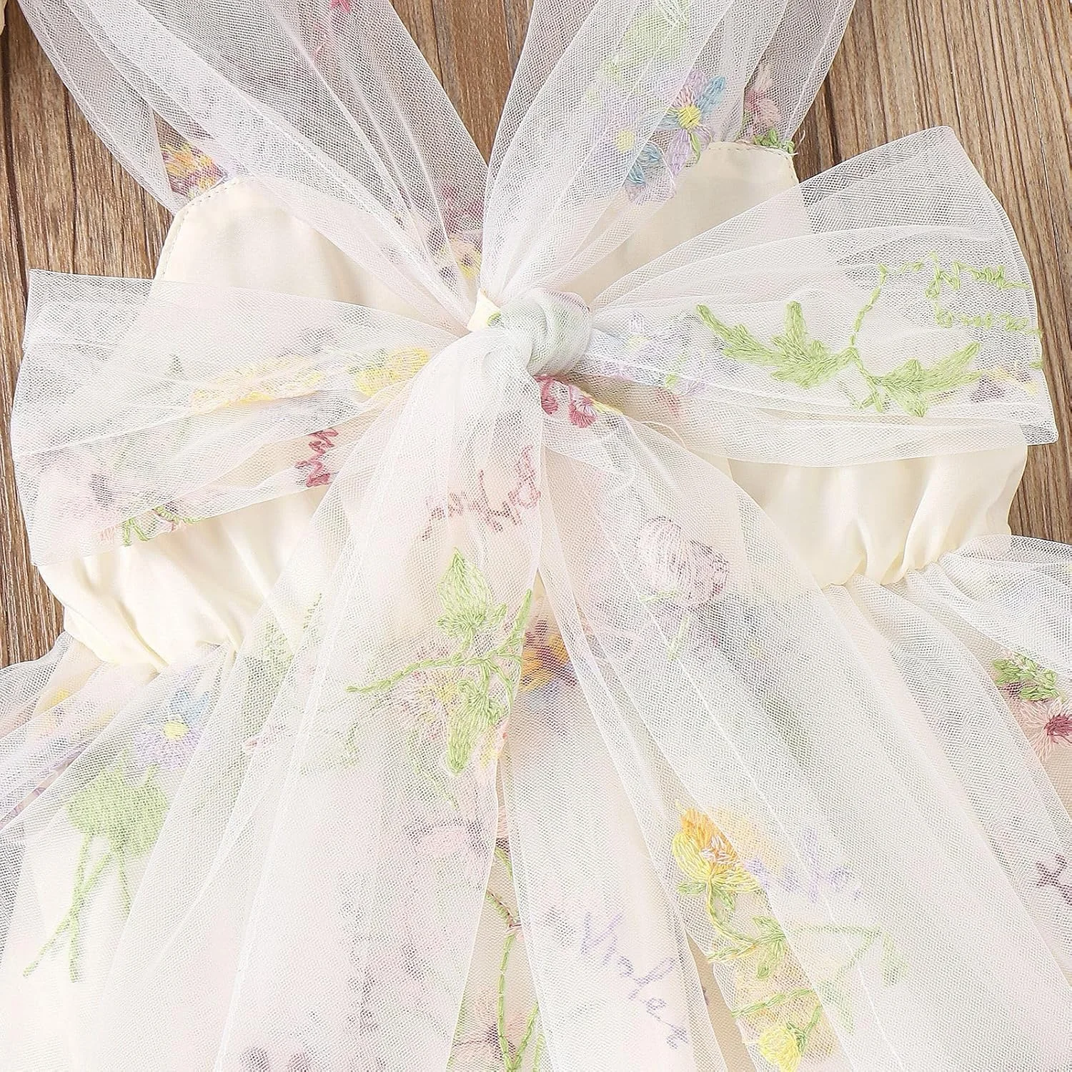 ست رامپر توری گلدار Azonee با تل گل، جامپسوت بدون آستین توری دوزی شده پرنسسی با پاپیون پشتی، لباس تابستانی بچه گانه مناسب مهمانی تولد 1 سالگی نوزاد، سایز 90 سانتی متر