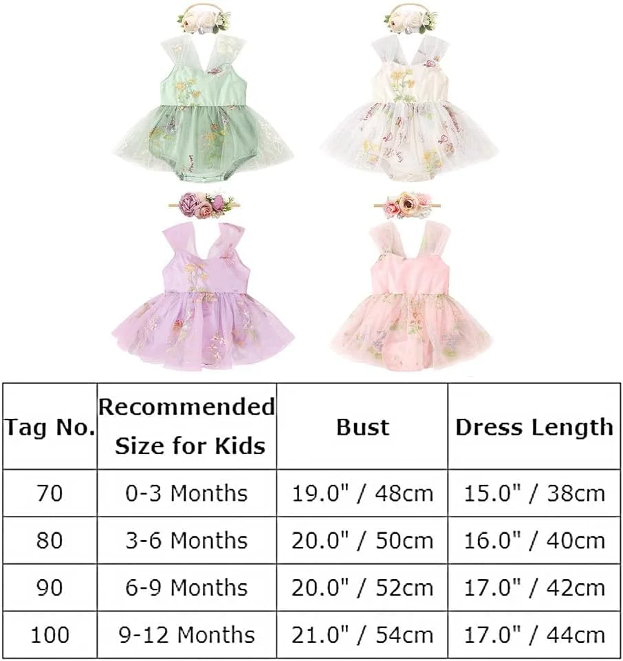 ست رامپر توری گلدار Azonee با تل گل، جامپسوت بدون آستین توری دوزی شده پرنسسی با پاپیون پشتی، لباس تابستانی بچه گانه مناسب مهمانی تولد 1 سالگی نوزاد، سایز 90 سانتی متر