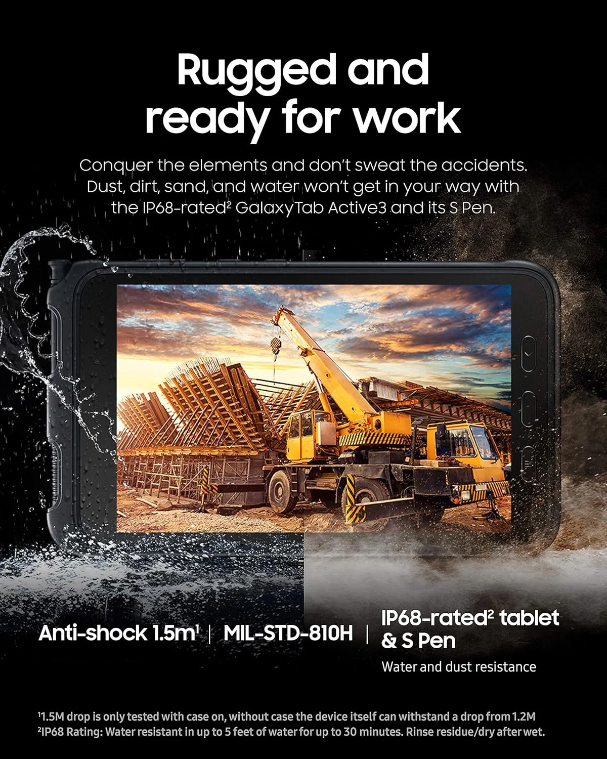 تبلت مقاوم سامسونگ Galaxy Tab Active3 Enterprise Edition 8 اینچی چند منظوره | 64 گیگابایت و WiFi و LTE (آنلاک) | امنیت بیومتریک (SM-T577UZKDN14)، مشکی تبلت مقاوم سامسونگ Galaxy Tab Active3 Enterprise Edition 8 اینچی چند منظوره | 64 گیگابایت و WiFi و LTE (آنلاک) | امنیت بیومتریک (SM-T577UZKDN14)، مشکی