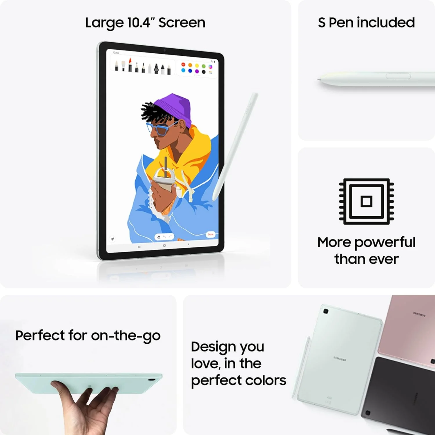 تبلت اندرویدی سامسونگ گلکسی تب S6 Lite (2024) با صفحه نمایش 10.4 اینچی، 64 گیگابایت حافظه، وای فای، قلم S Pen، مناسب بازی، باتری با طول عمر بالا، طراحی فلزی باریک، قابلیت افزایش حافظه، نسخه ایالات متحده، خاکستری آکسفورد، انحصاری آمازون