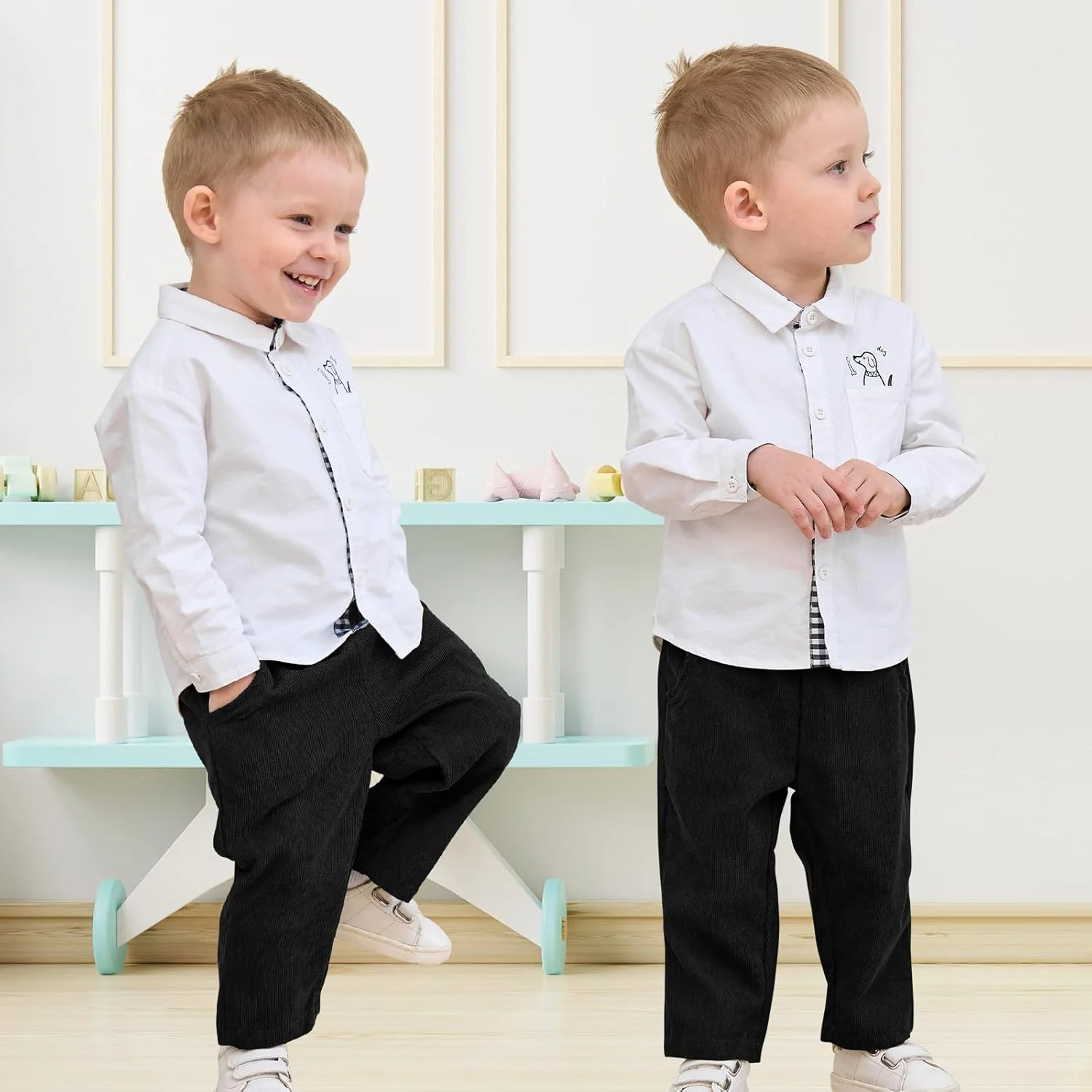 شلوار مخمل کبریتی پسرانه Neutocd، شلوار جاگر فرم نوزادی، شلوار ورزشی کشی، شلوار کتان پسرانه با جیب